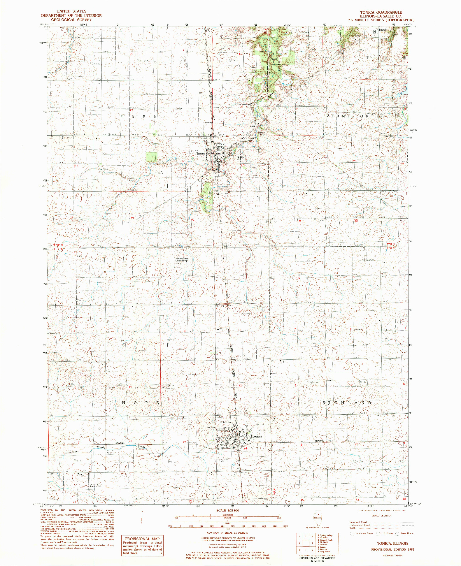 USGS 1:24000-SCALE QUADRANGLE FOR TONICA, IL 1983