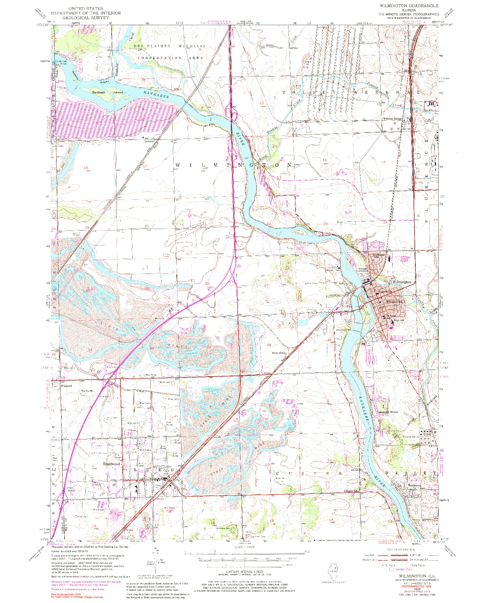 USGS 1:24000-SCALE QUADRANGLE FOR WILMINGTON, IL 1954