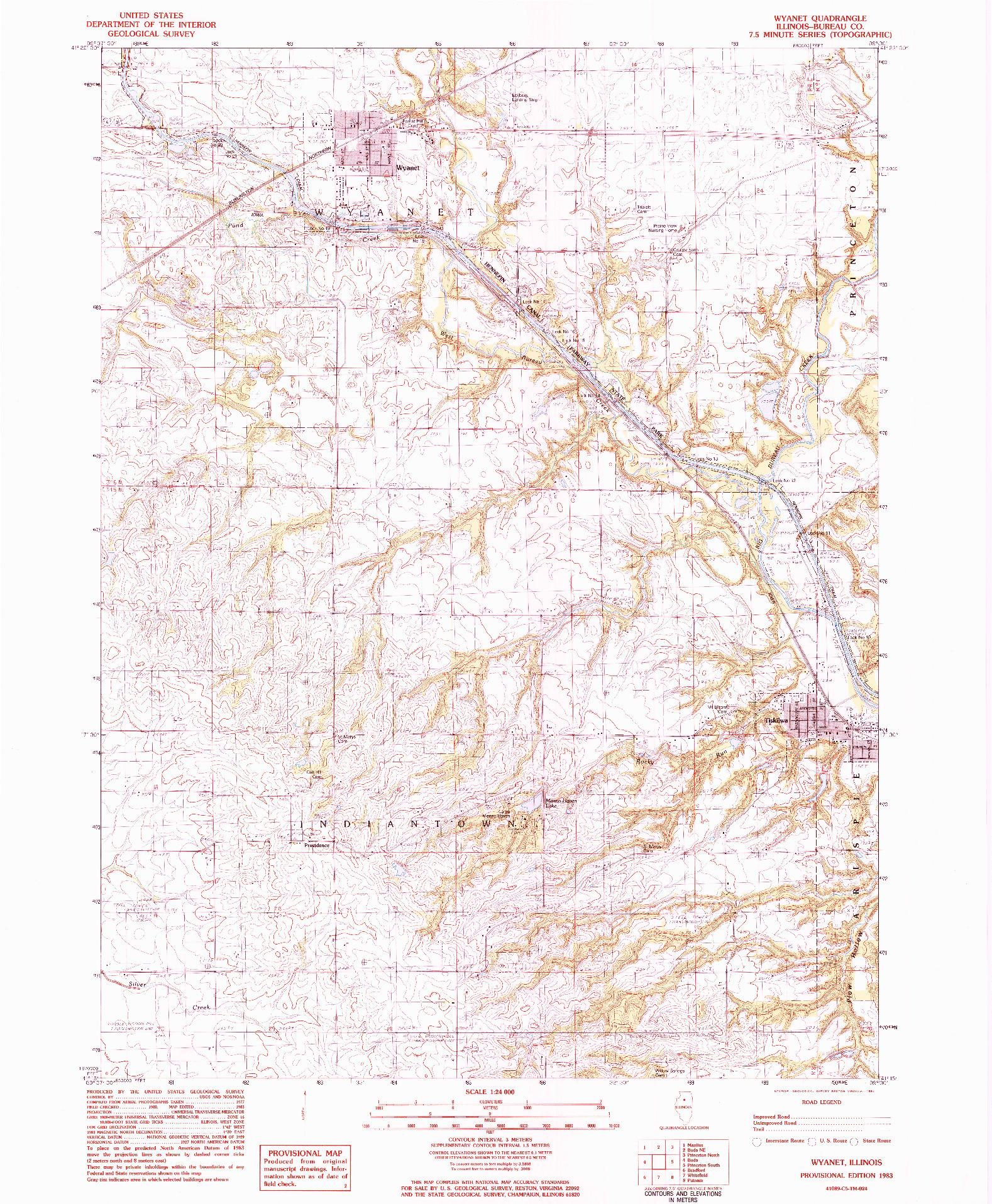 USGS 1:24000-SCALE QUADRANGLE FOR WYANET, IL 1983