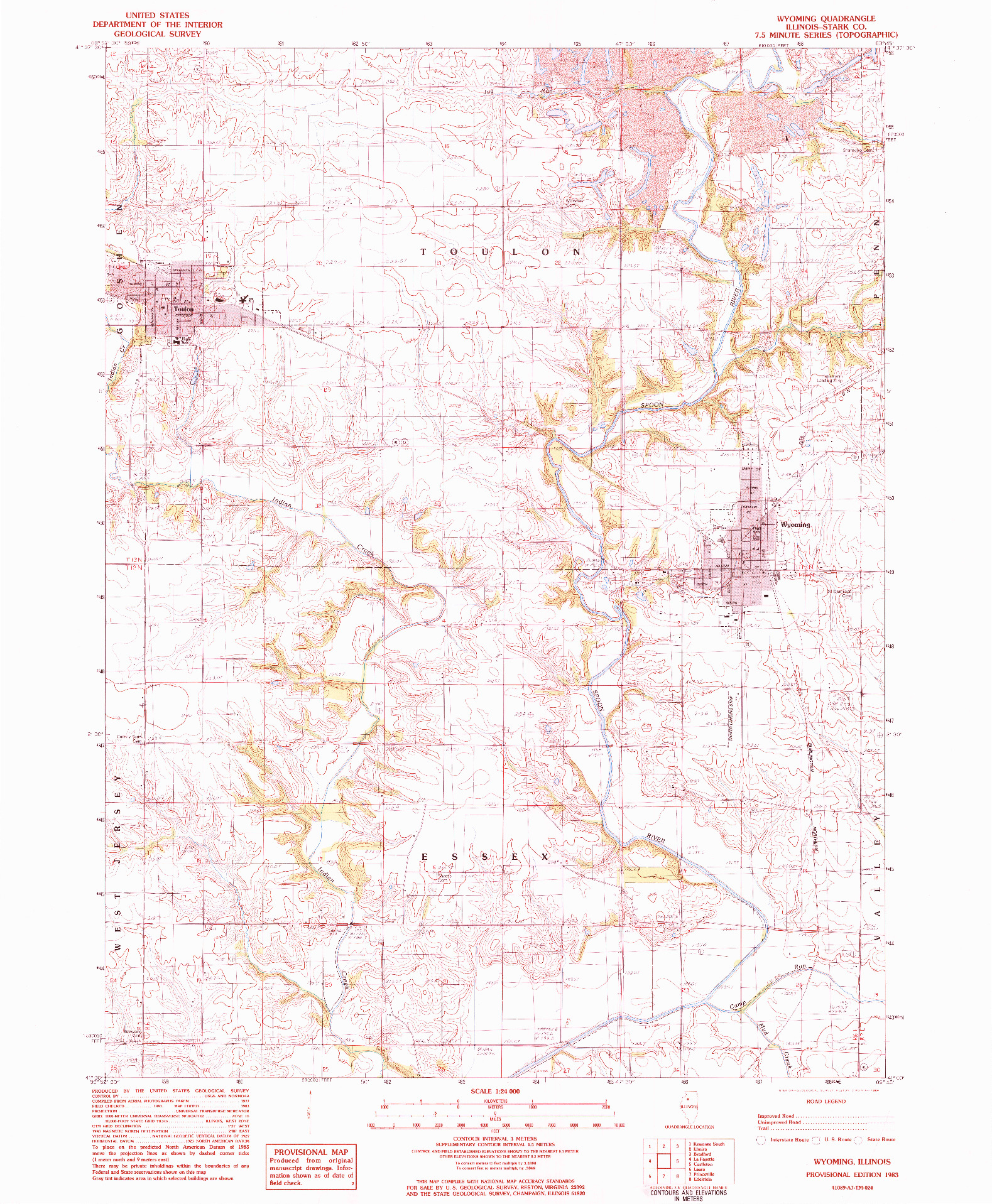 USGS 1:24000-SCALE QUADRANGLE FOR WYOMING, IL 1983