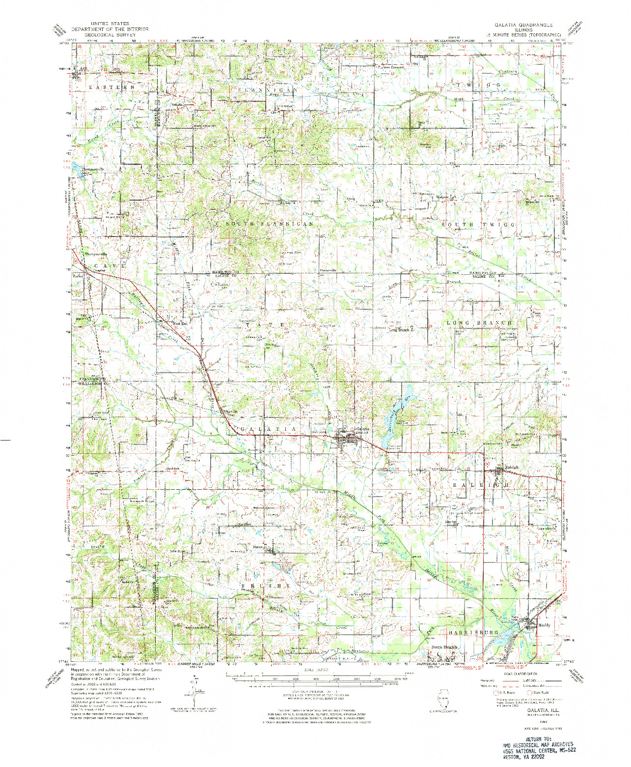 USGS 1:62500-SCALE QUADRANGLE FOR GALATIA, IL 1963