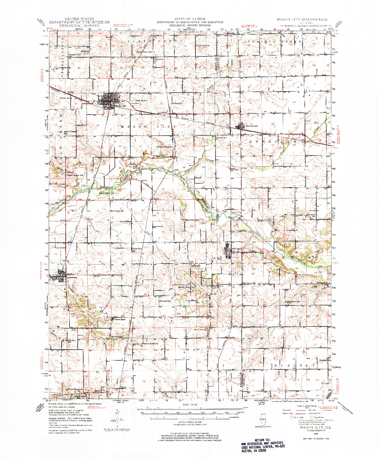 USGS 1:62500-SCALE QUADRANGLE FOR MASON CITY, IL 1948