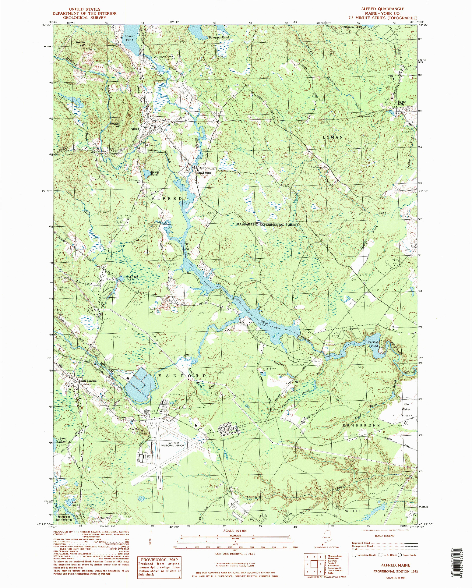 USGS 1:24000-SCALE QUADRANGLE FOR ALFRED, ME 1983