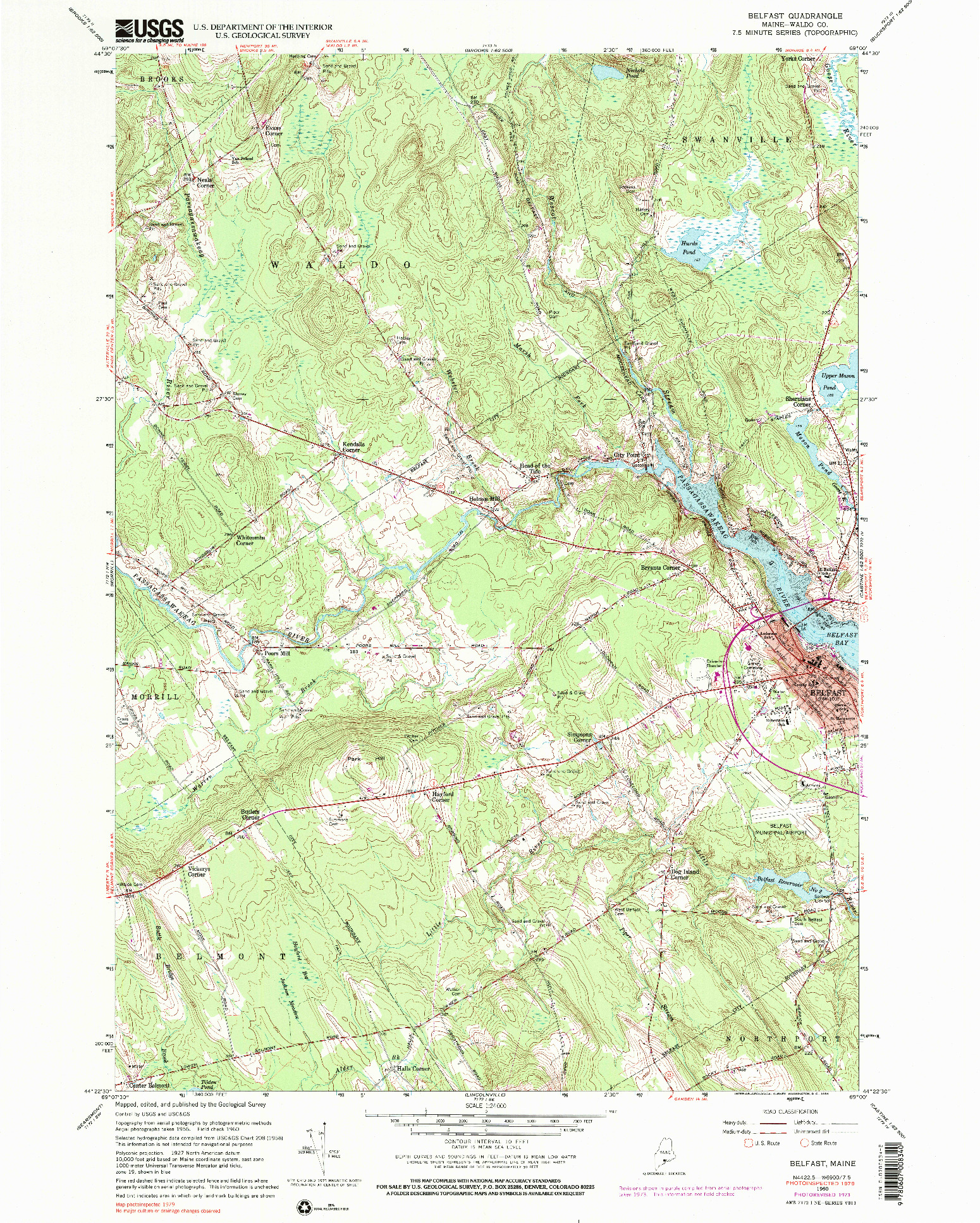 USGS 1:24000-SCALE QUADRANGLE FOR BELFAST, ME 1960