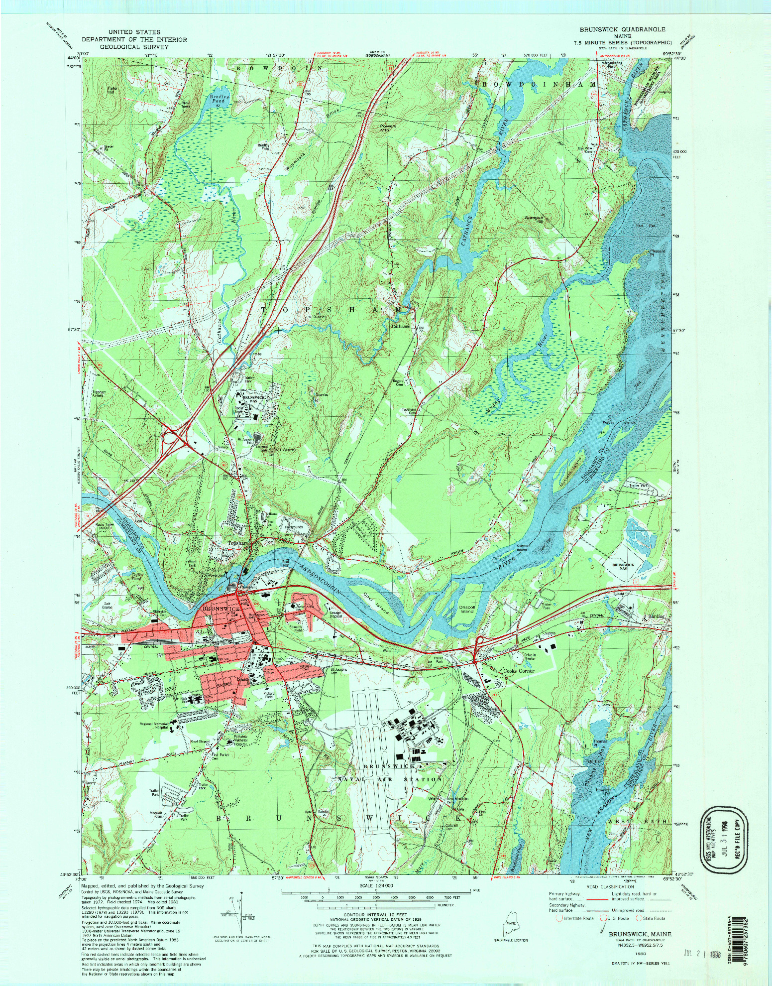 USGS 1:24000-SCALE QUADRANGLE FOR BRUNSWICK, ME 1980