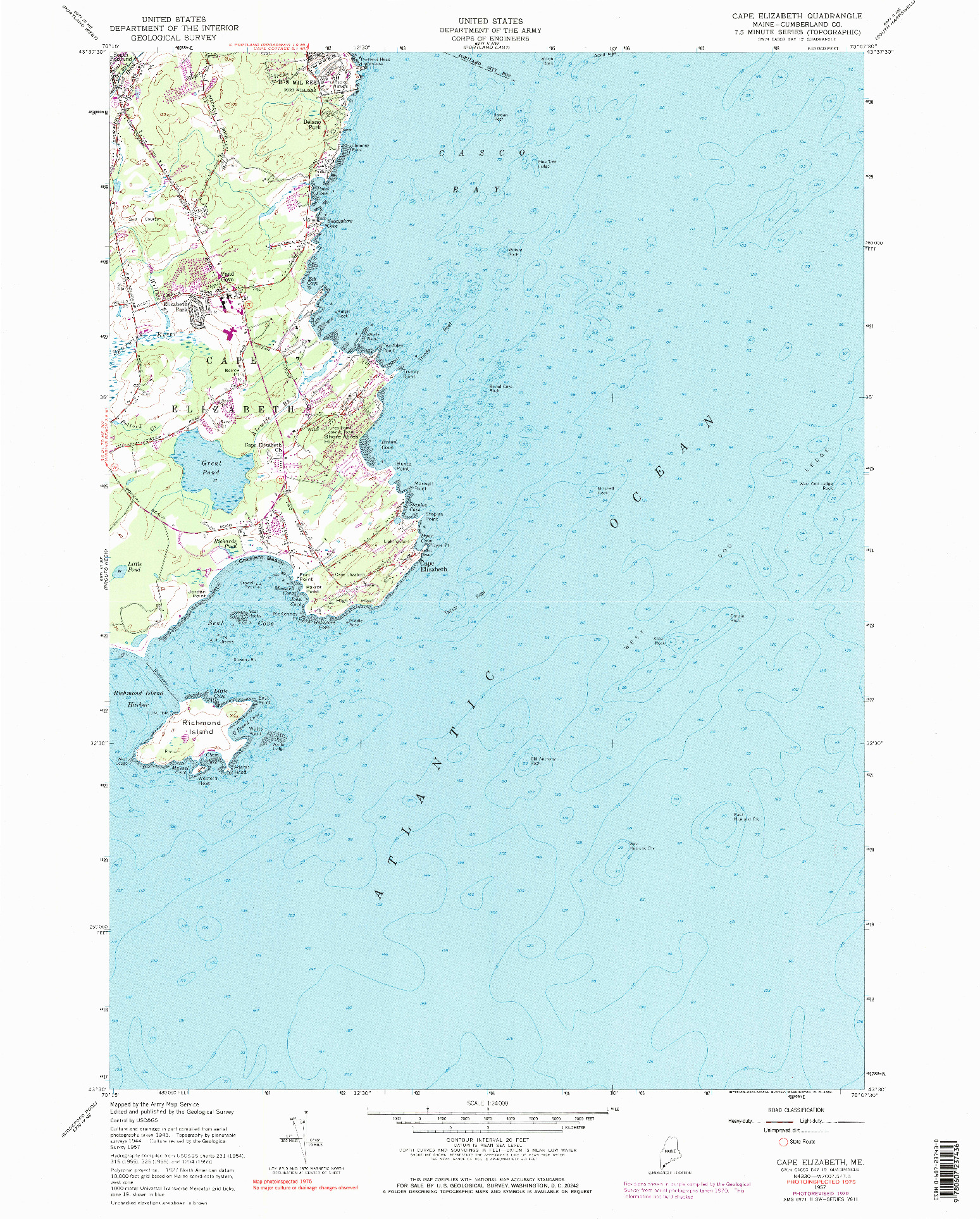 USGS 1:24000-SCALE QUADRANGLE FOR CAPE ELIZABETH, ME 1957