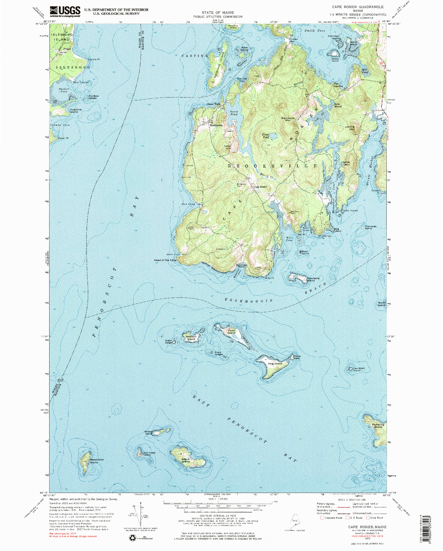 USGS 1:24000-SCALE QUADRANGLE FOR CAPE ROSIER, ME 1973