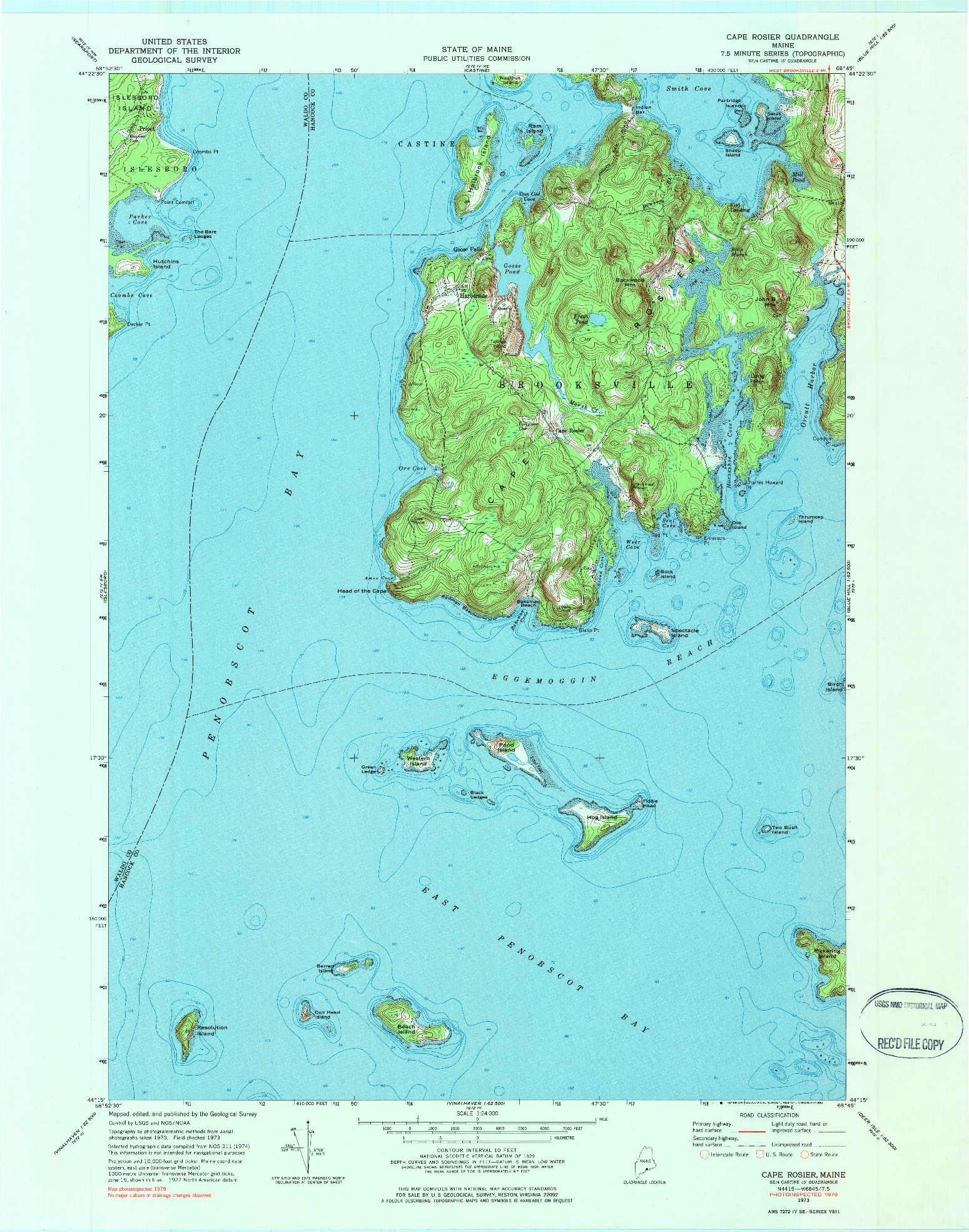 USGS 1:24000-SCALE QUADRANGLE FOR CAPE ROSIER, ME 1973