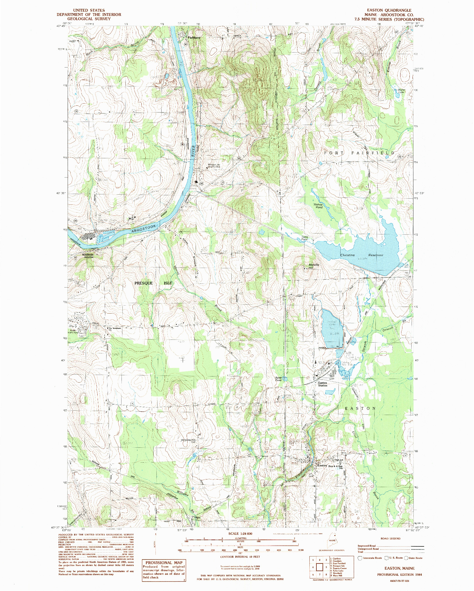 USGS 1:24000-SCALE QUADRANGLE FOR EASTON, ME 1984