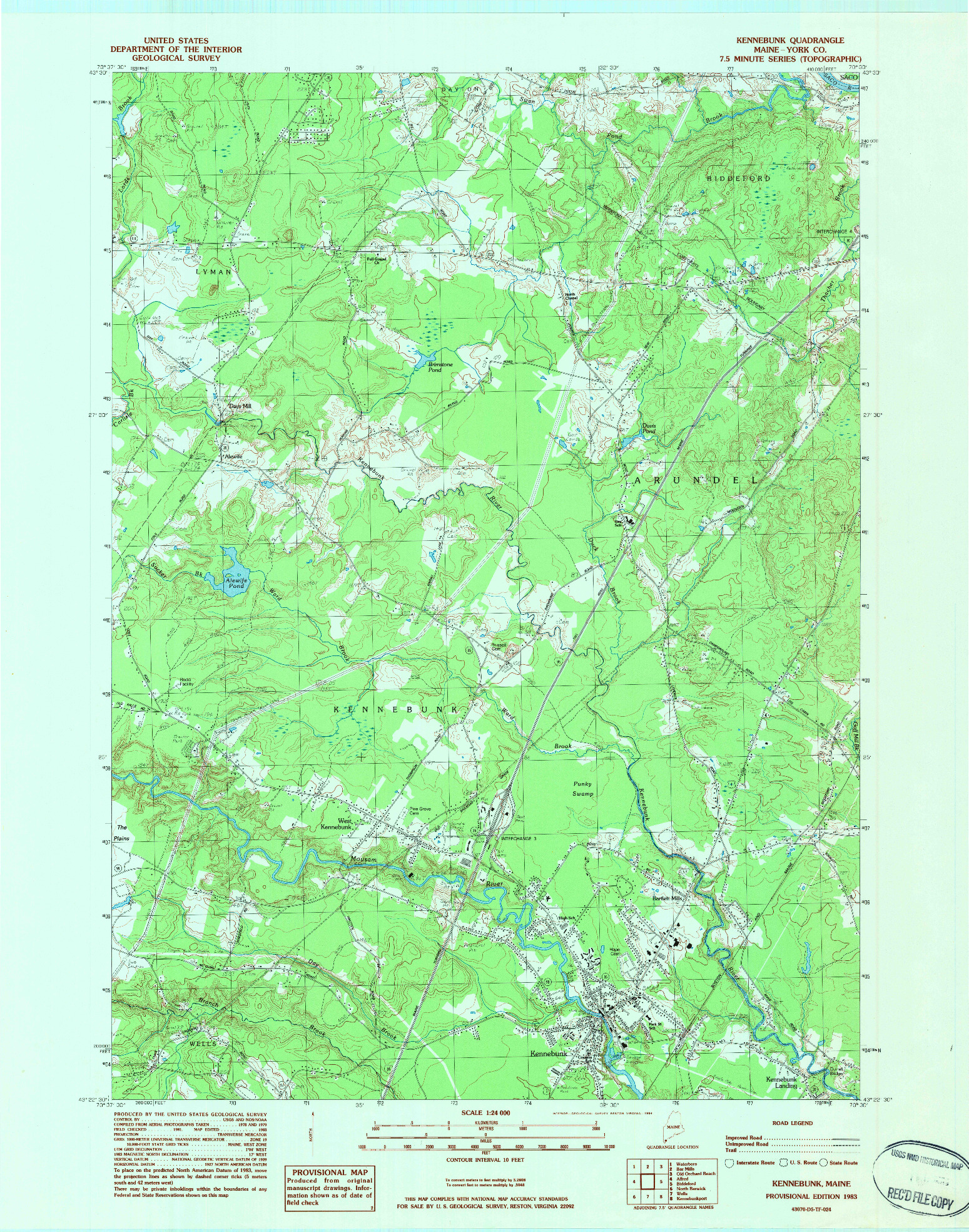 USGS 1:24000-SCALE QUADRANGLE FOR KENNEBUNK, ME 1983