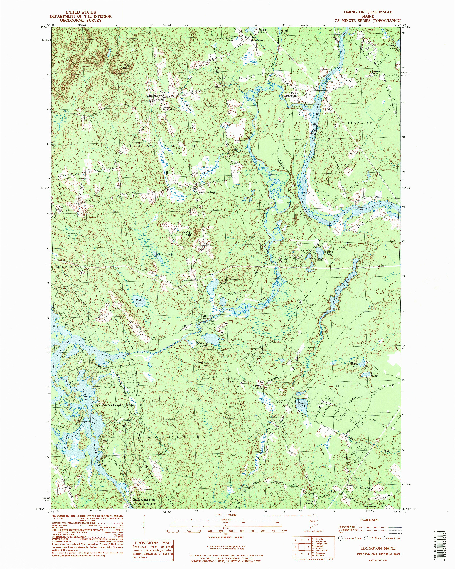 USGS 1:24000-SCALE QUADRANGLE FOR LIMINGTON, ME 1983