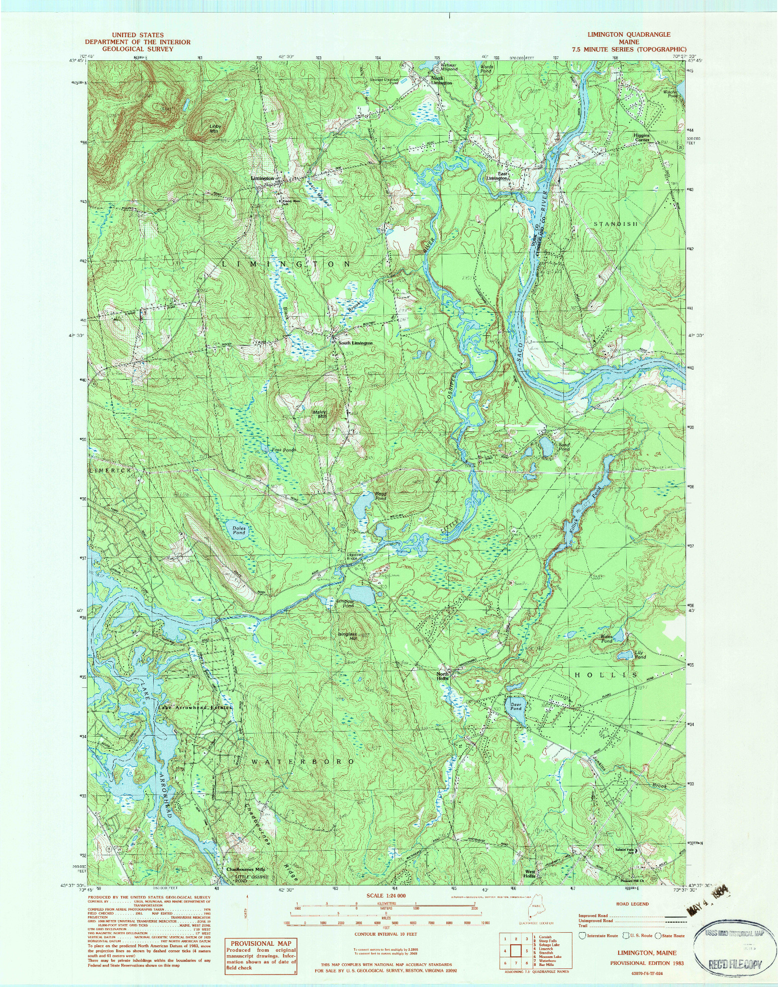USGS 1:24000-SCALE QUADRANGLE FOR LIMINGTON, ME 1983