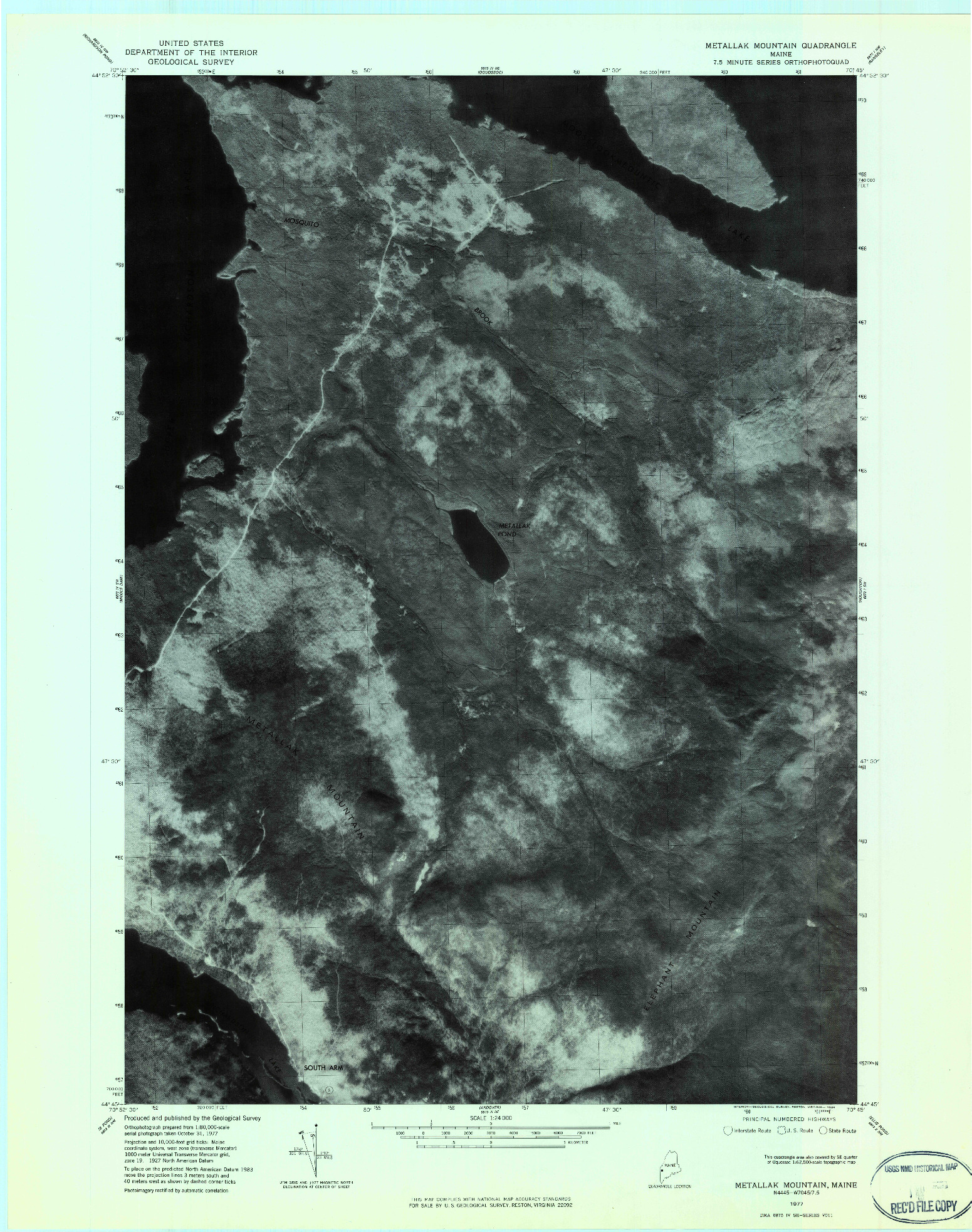 USGS 1:24000-SCALE QUADRANGLE FOR METALLAK MOUNTAIN, ME 1977