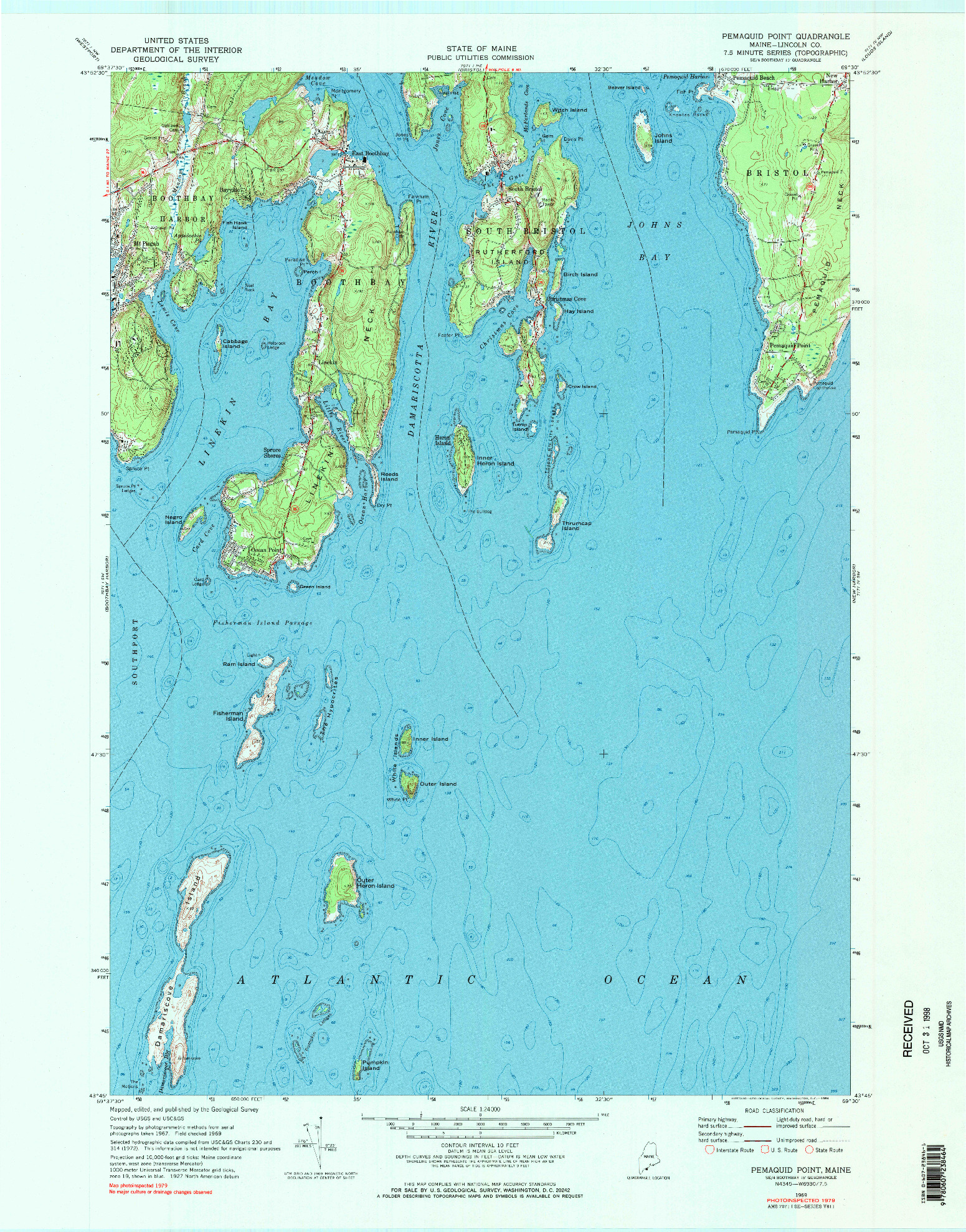 USGS 1:24000-SCALE QUADRANGLE FOR PEMAQUID POINT, ME 1969