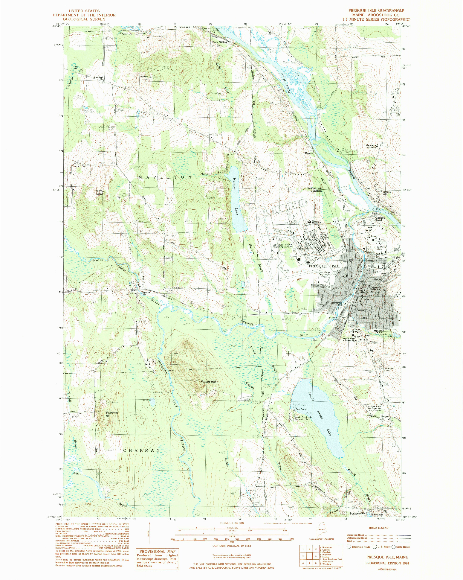 USGS 1:24000-SCALE QUADRANGLE FOR PRESQUE ISLE, ME 1984