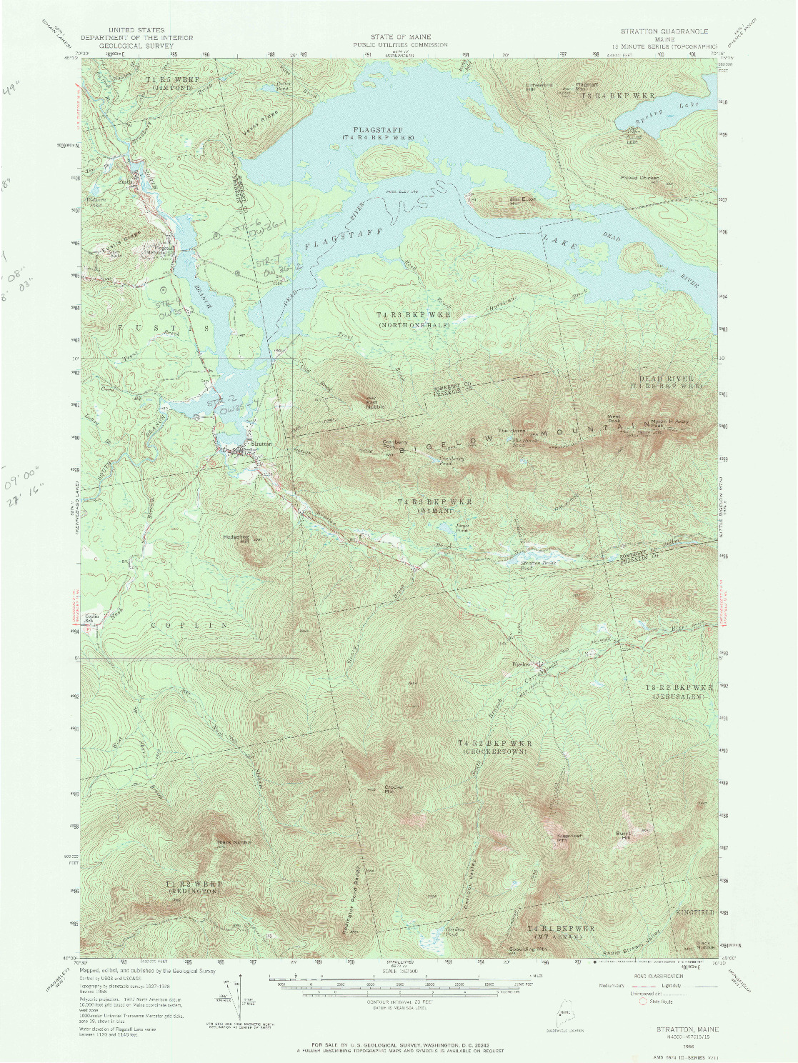 USGS 1:62500-SCALE QUADRANGLE FOR STRATTON, ME 1956