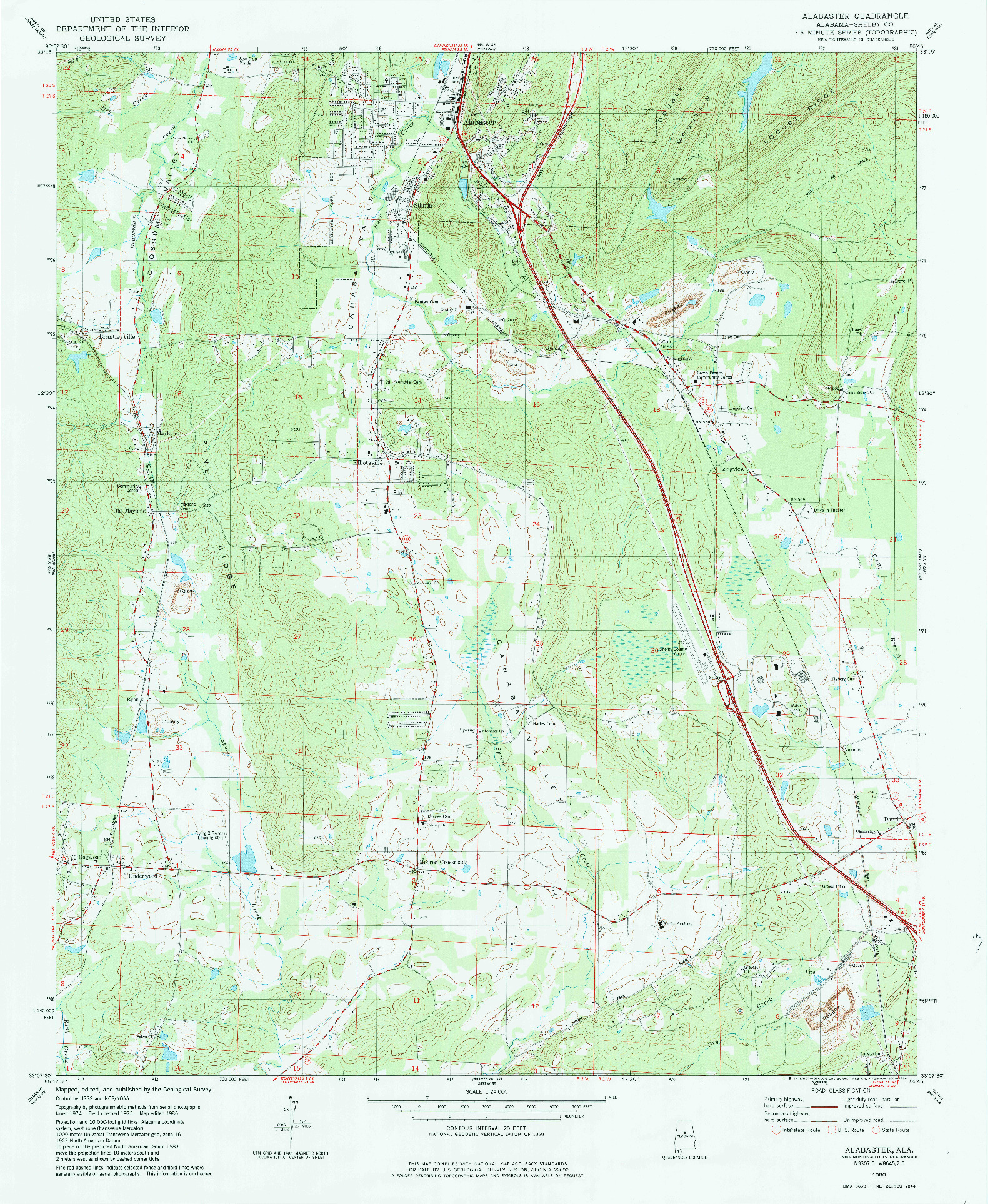 USGS 1:24000-SCALE QUADRANGLE FOR ALABASTER, AL 1980