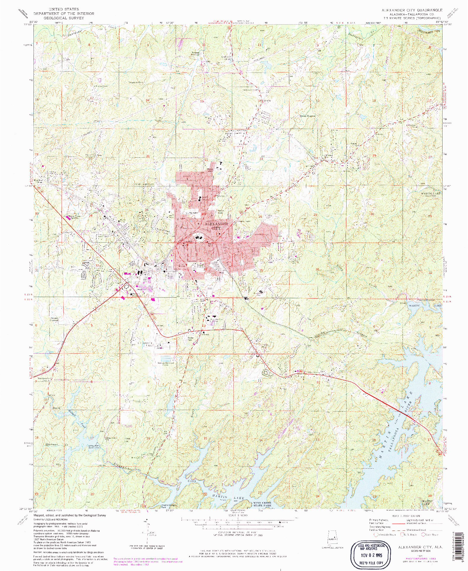 USGS 1:24000-SCALE QUADRANGLE FOR ALEXANDER CITY, AL 1971