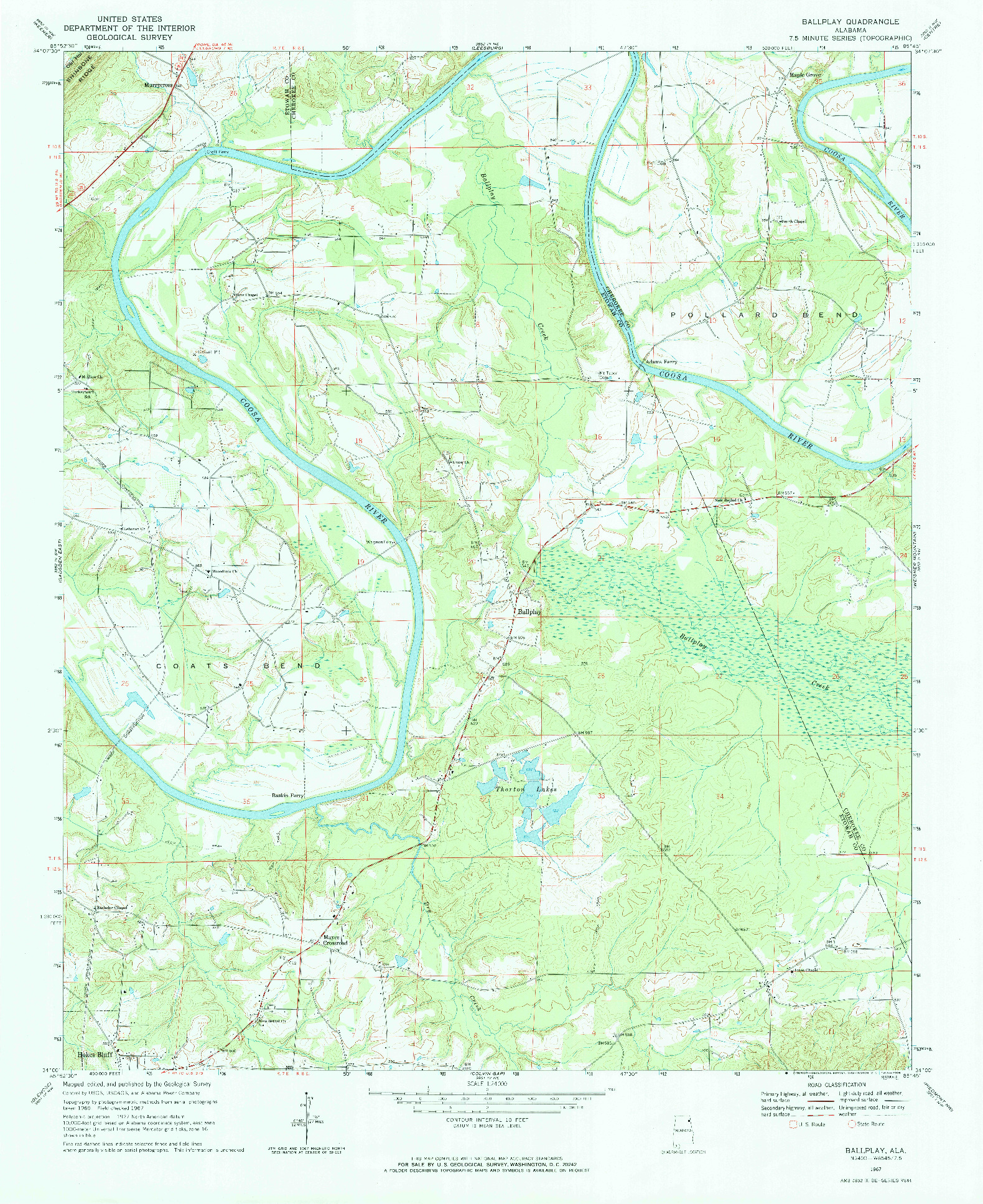 USGS 1:24000-SCALE QUADRANGLE FOR BALLPLAY, AL 1967