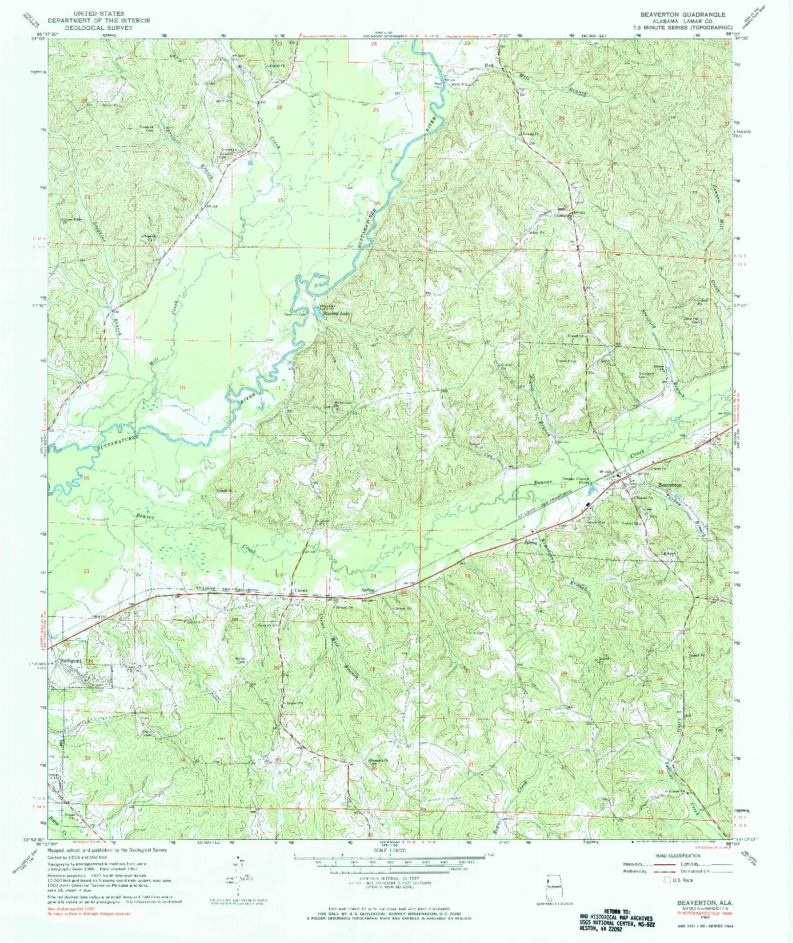USGS 1:24000-SCALE QUADRANGLE FOR BEATRICE, AL 1967