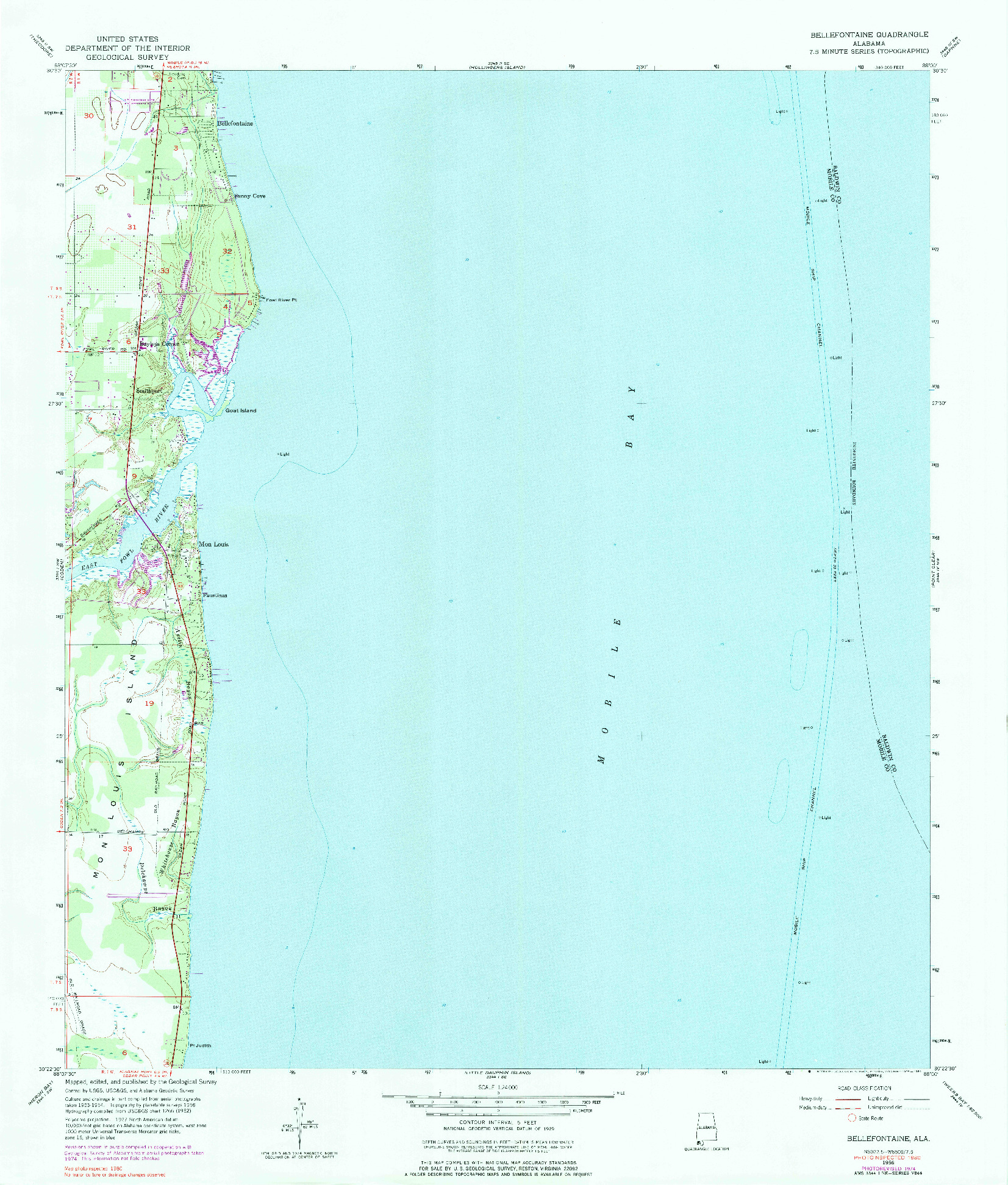 USGS 1:24000-SCALE QUADRANGLE FOR BELLEFONTAINE, AL 1956