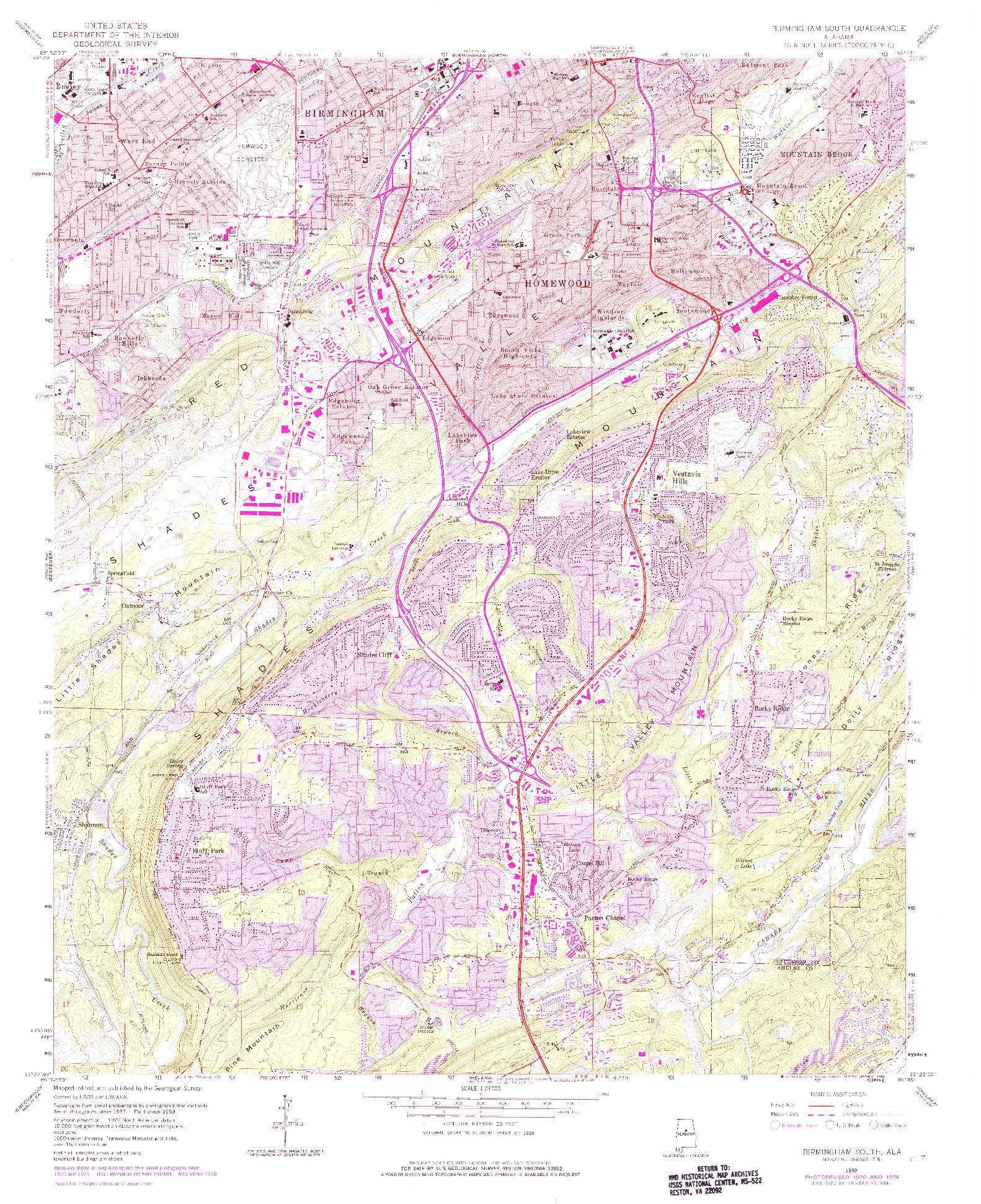 USGS 1:24000-SCALE QUADRANGLE FOR BIRMINGHAM SOUTH, AL 1959