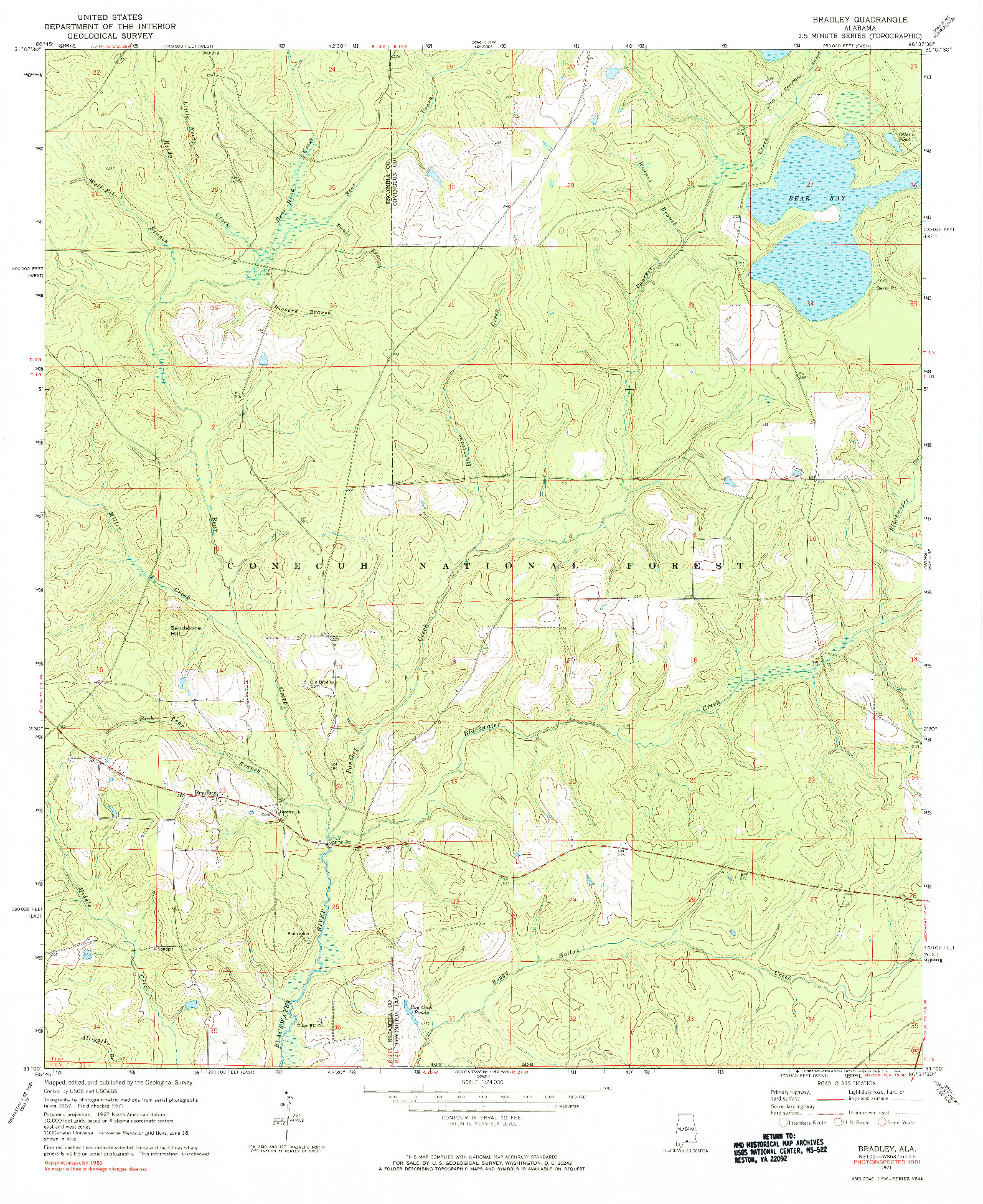 USGS 1:24000-SCALE QUADRANGLE FOR BRADLEY, AL 1971