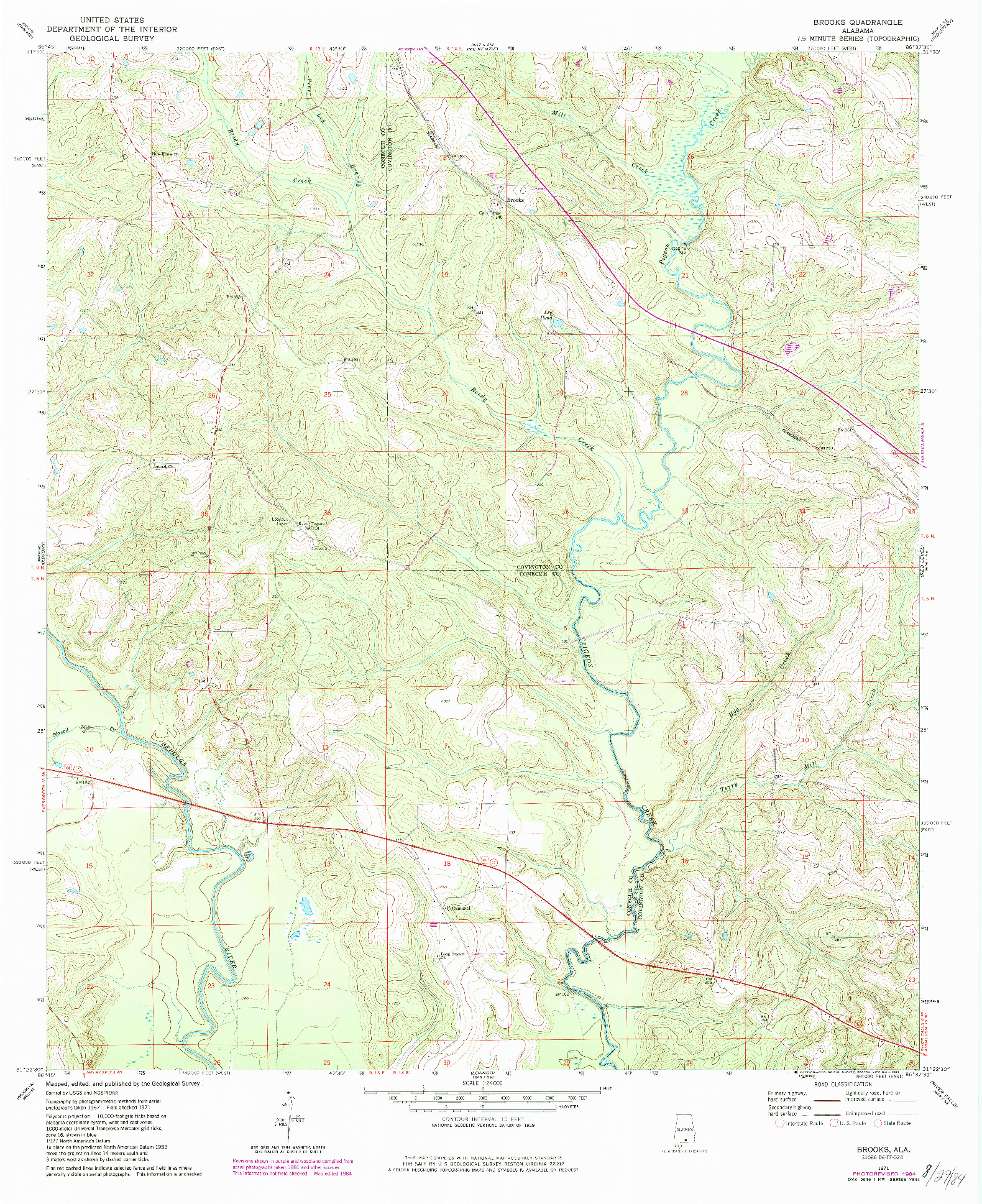 USGS 1:24000-SCALE QUADRANGLE FOR BROOKS, AL 1971