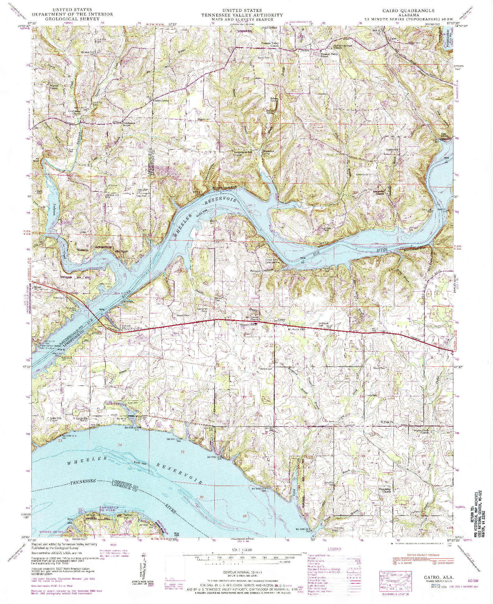 USGS 1:24000-SCALE QUADRANGLE FOR CAIRO, AL 1950