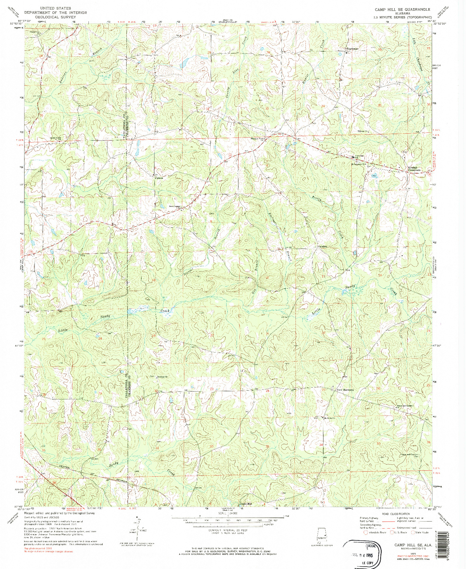 USGS 1:24000-SCALE QUADRANGLE FOR CAMP HILL SE, AL 1971