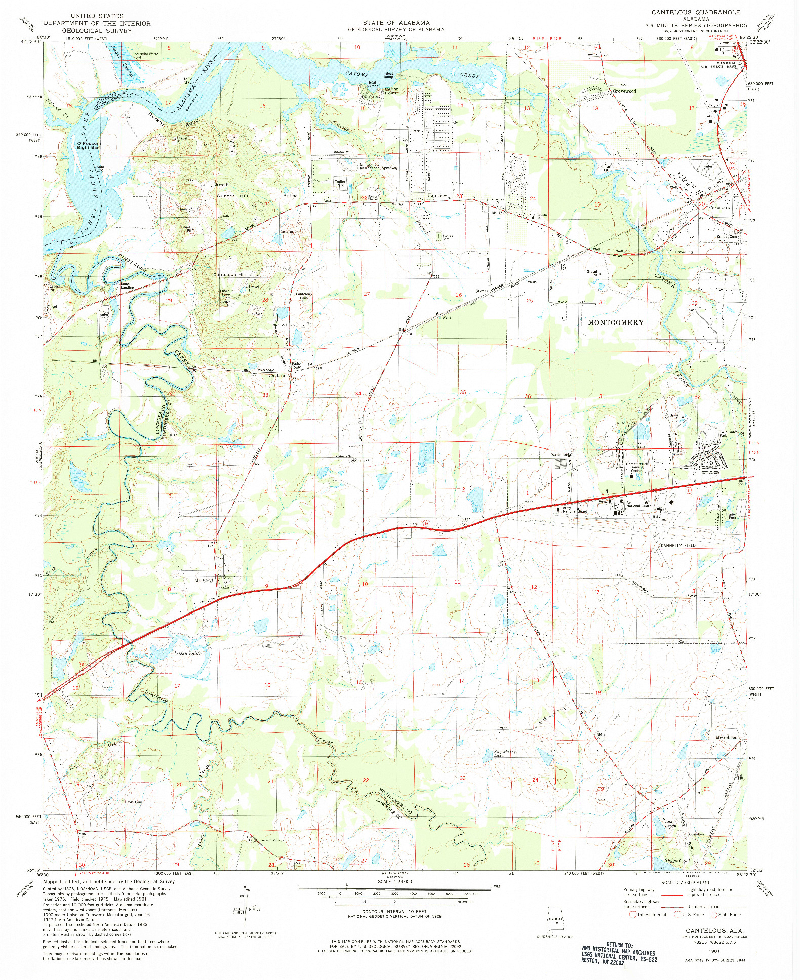 USGS 1:24000-SCALE QUADRANGLE FOR CANTELOUS, AL 1981