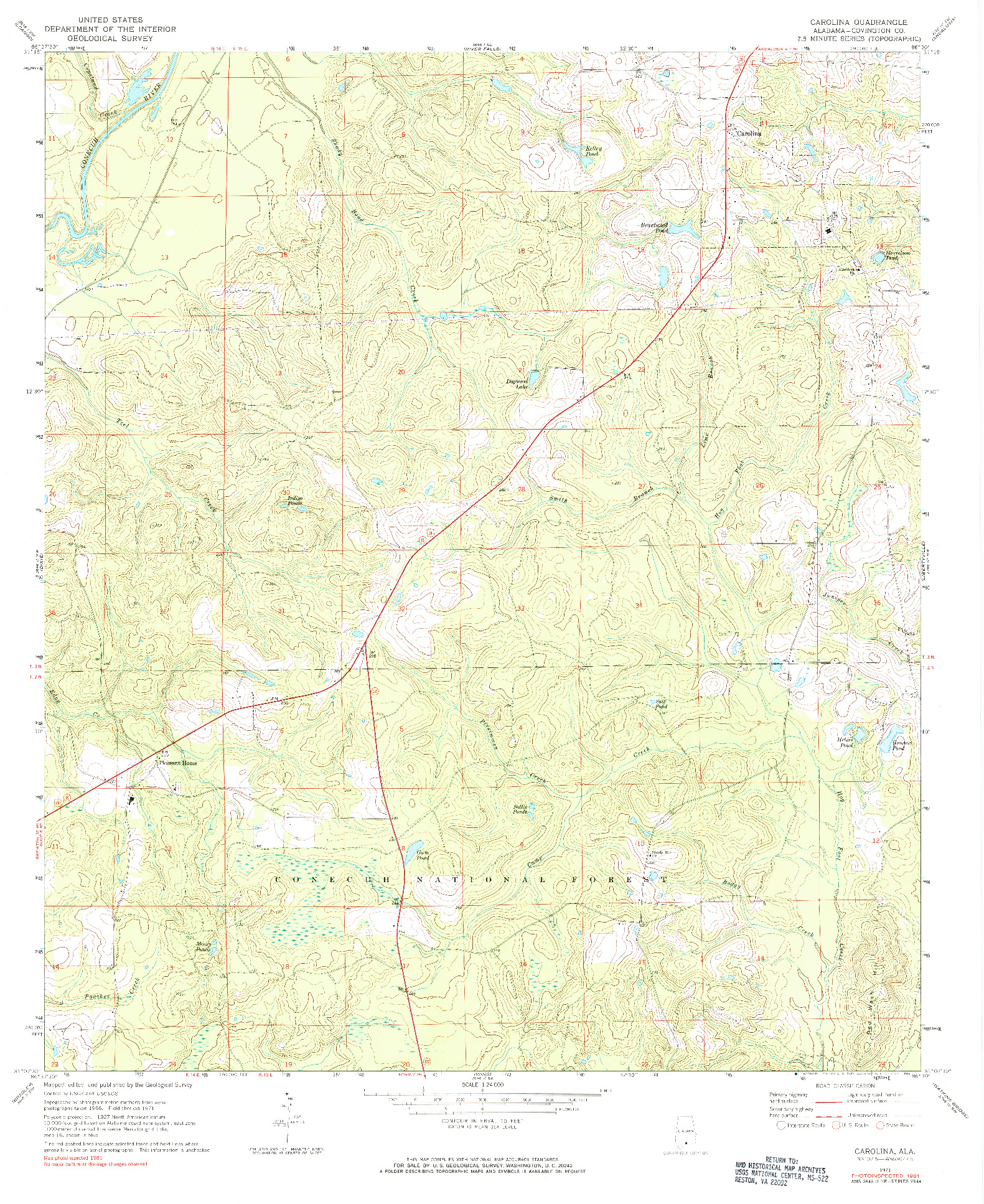 USGS 1:24000-SCALE QUADRANGLE FOR CAROLINA, AL 1971