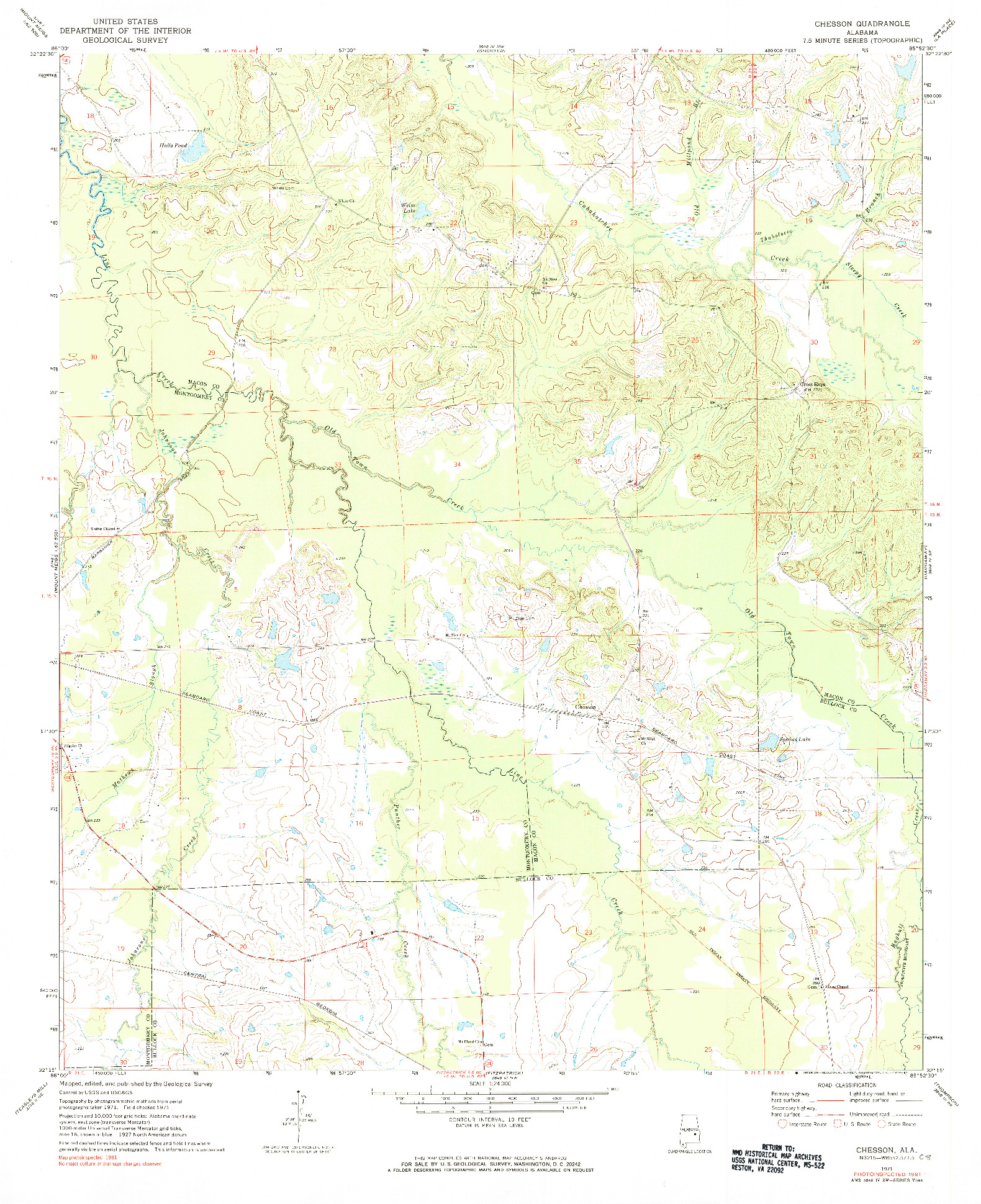 USGS 1:24000-SCALE QUADRANGLE FOR CHESSON, AL 1971