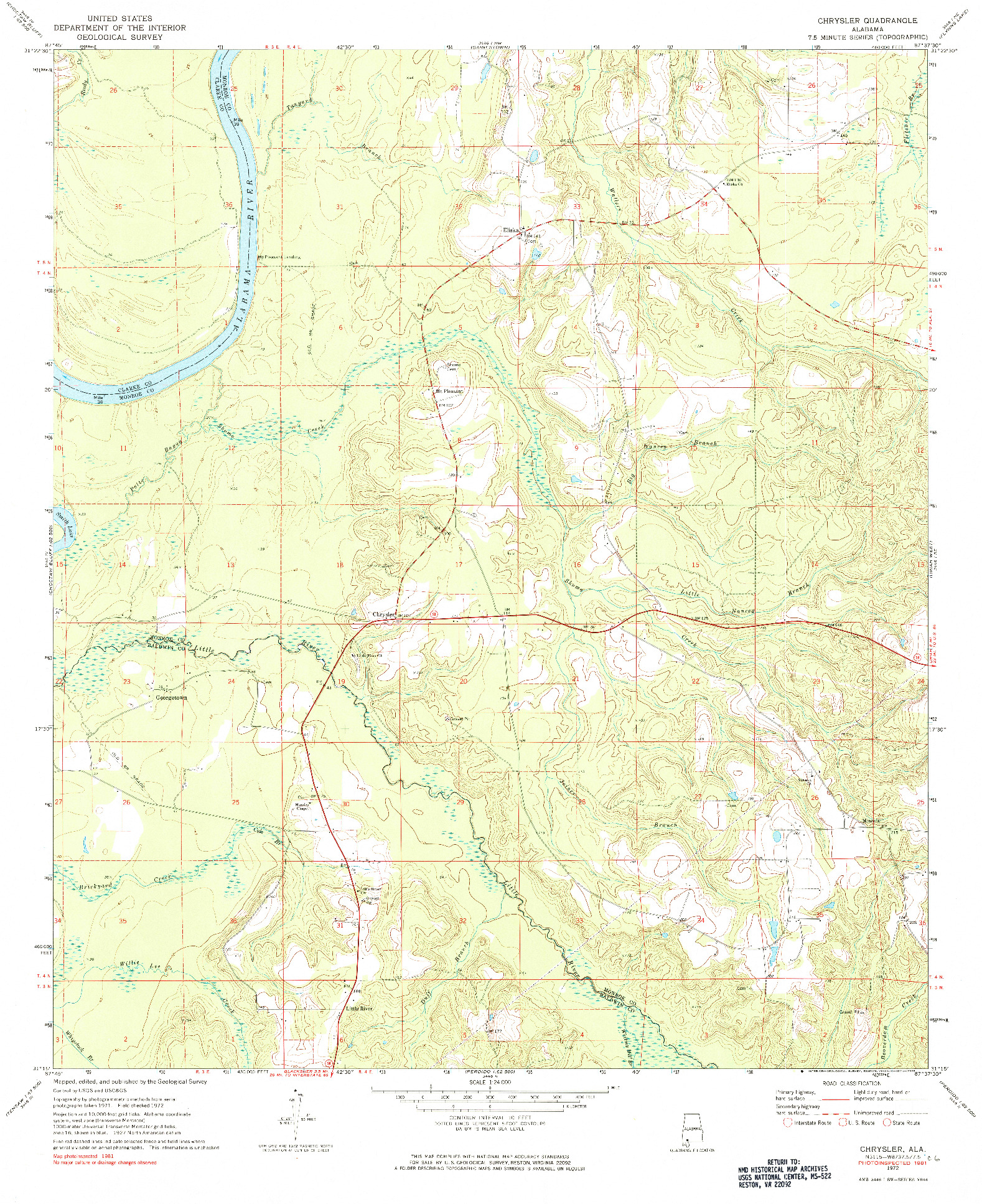 USGS 1:24000-SCALE QUADRANGLE FOR CHRYSLER, AL 1972