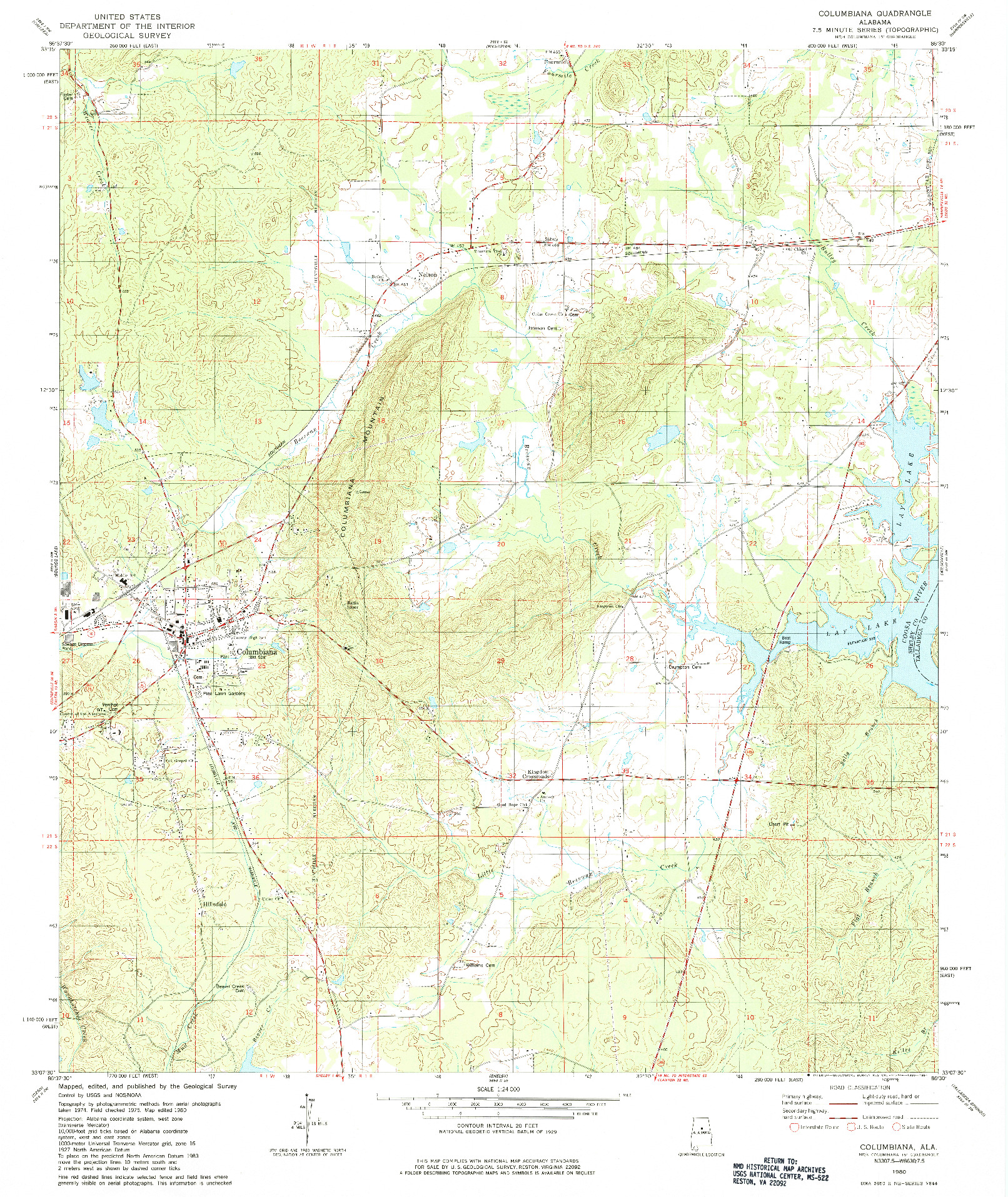 USGS 1:24000-SCALE QUADRANGLE FOR COLUMBIA, AL 1980