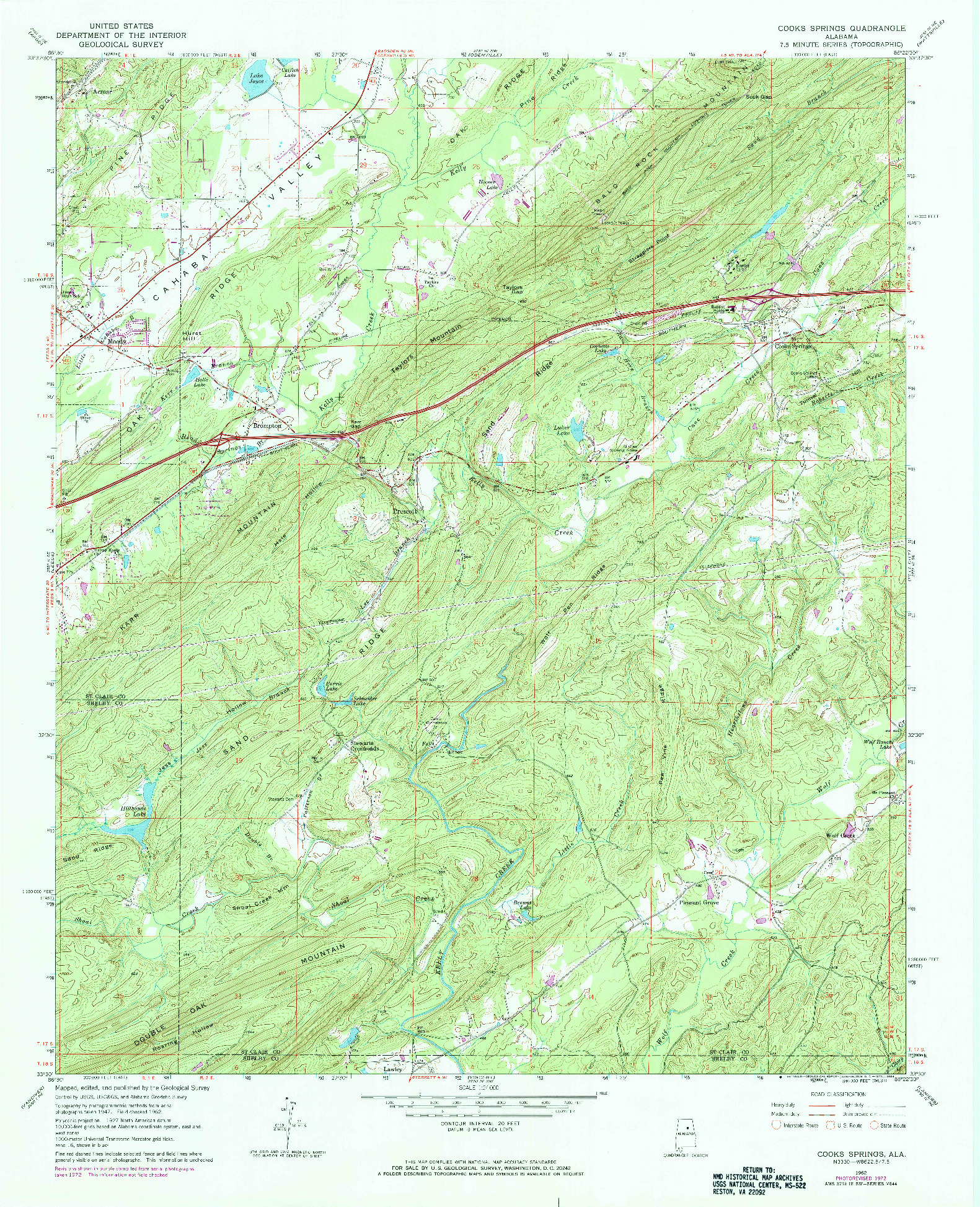 USGS 1:24000-SCALE QUADRANGLE FOR COOKS SPRINGS, AL 1962