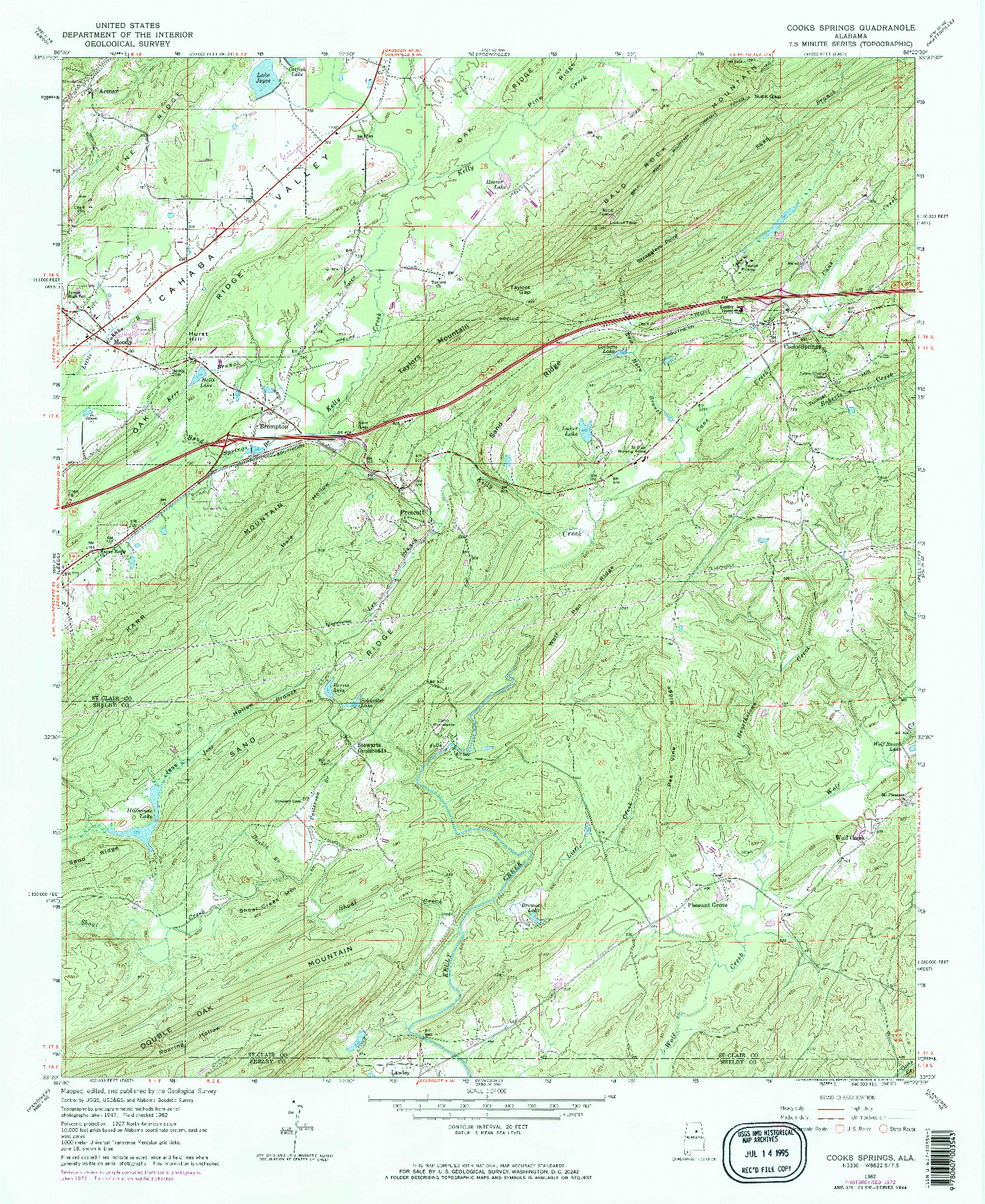USGS 1:24000-SCALE QUADRANGLE FOR COOKS SPRINGS, AL 1962