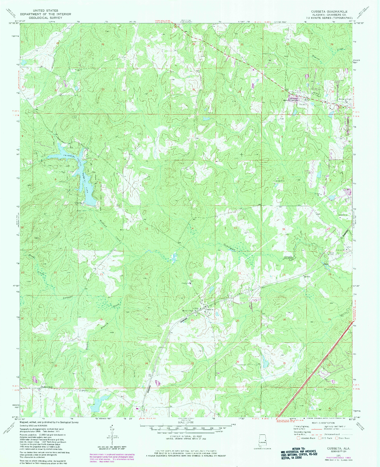 USGS 1:24000-SCALE QUADRANGLE FOR CUSSETA, AL 1971