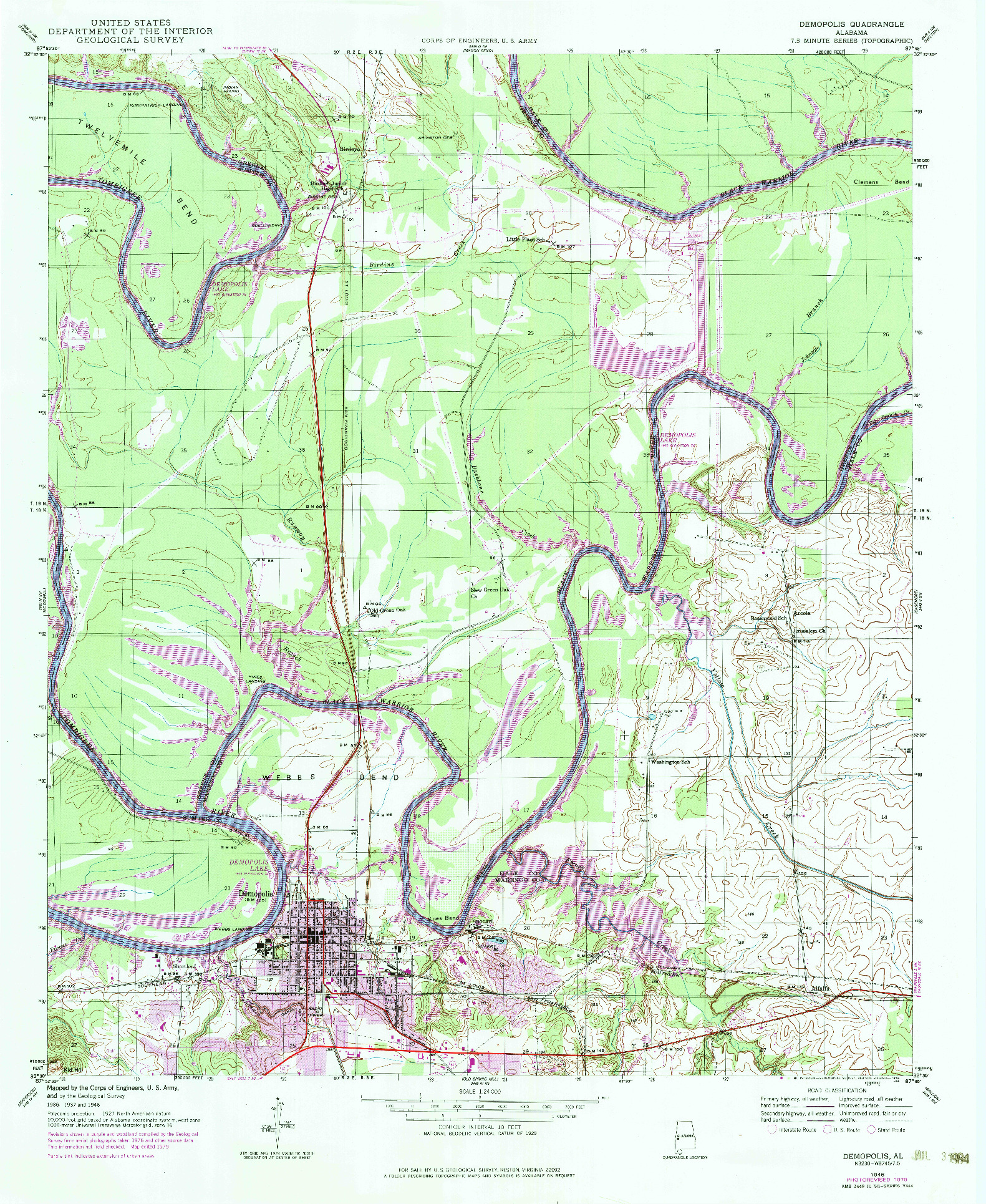 USGS 1:24000-SCALE QUADRANGLE FOR DEMOPOLIS, AL 1946