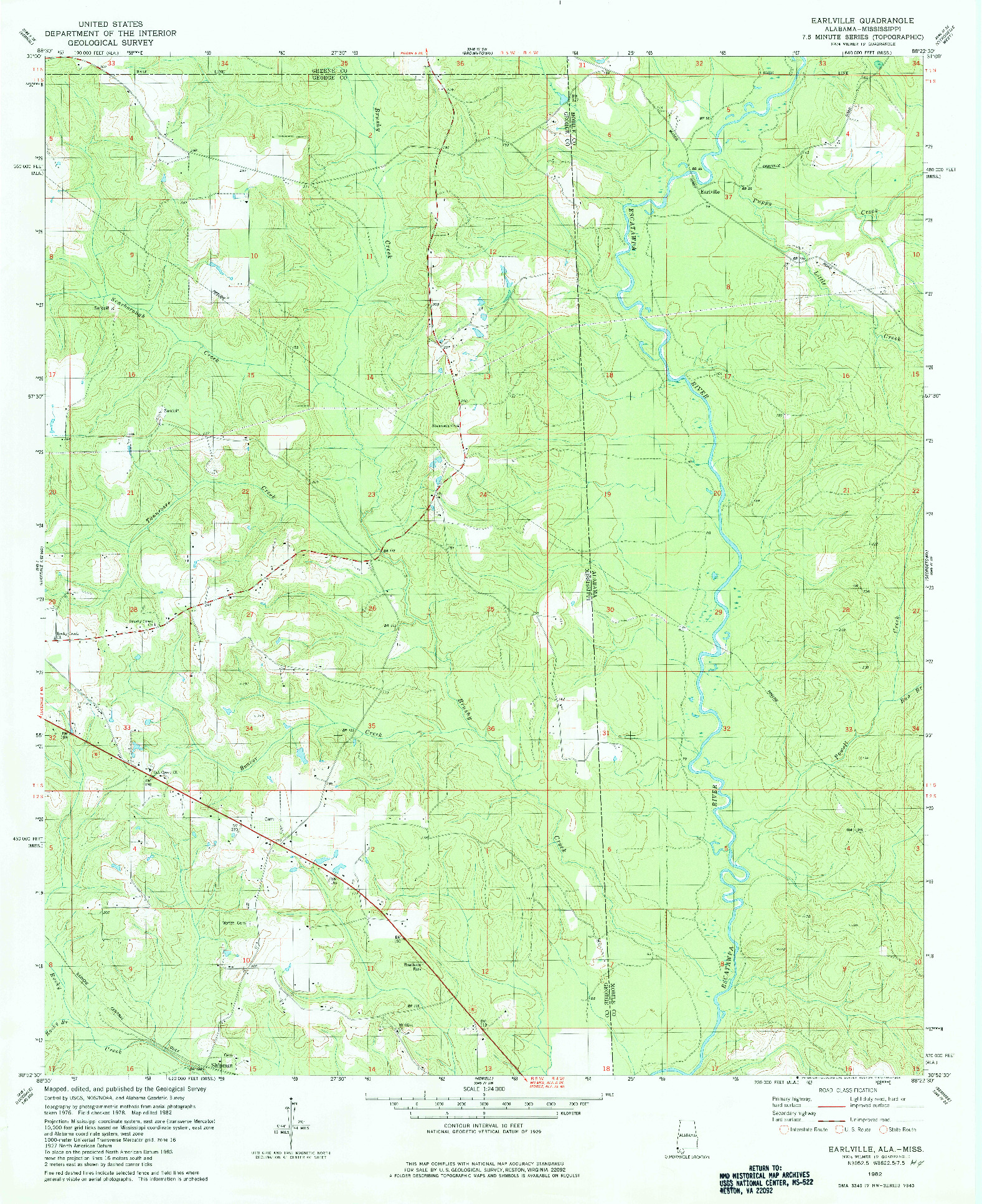 USGS 1:24000-SCALE QUADRANGLE FOR EARLVILLE, AL 1982