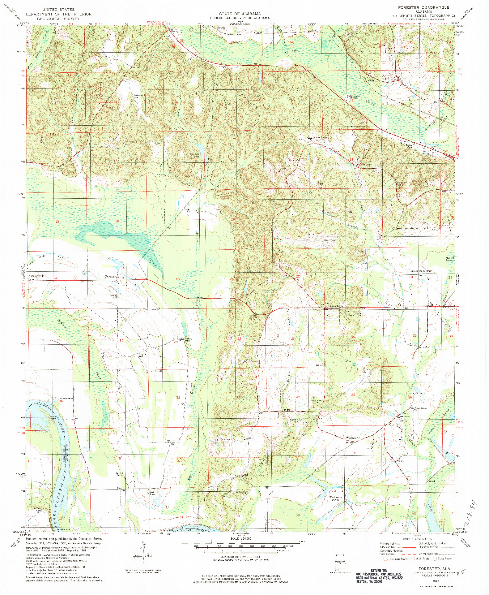 USGS 1:24000-SCALE QUADRANGLE FOR FORESTER, AL 1981