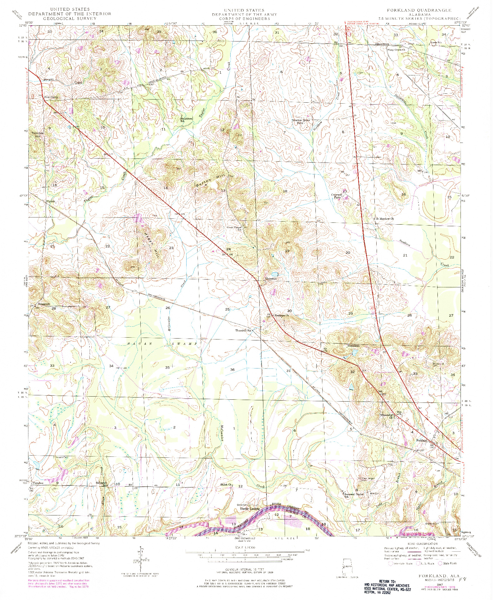 USGS 1:24000-SCALE QUADRANGLE FOR FORKLAND, AL 1947