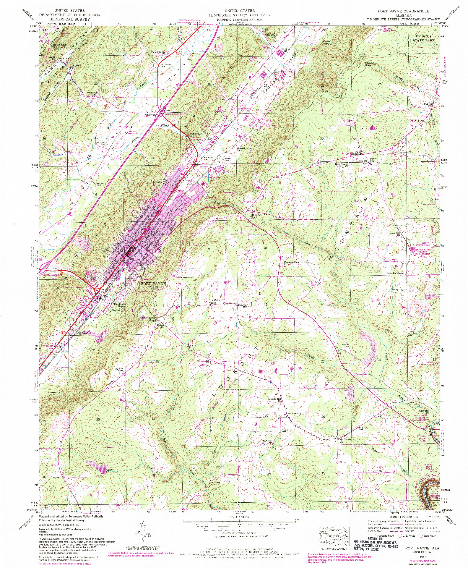 USGS 1:24000-SCALE QUADRANGLE FOR FORT PAYNE, AL 1946
