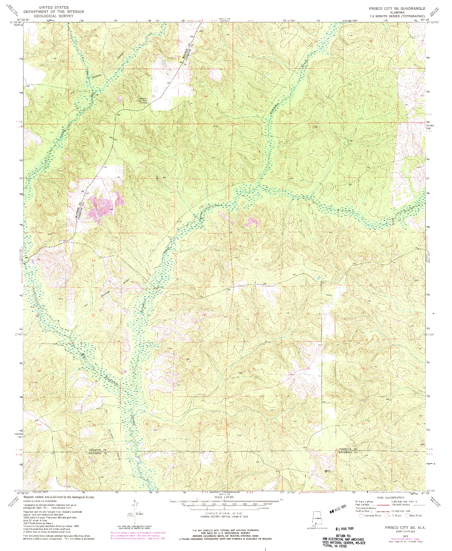 USGS 1:24000-SCALE QUADRANGLE FOR FRISCO CITY SE, AL 1972