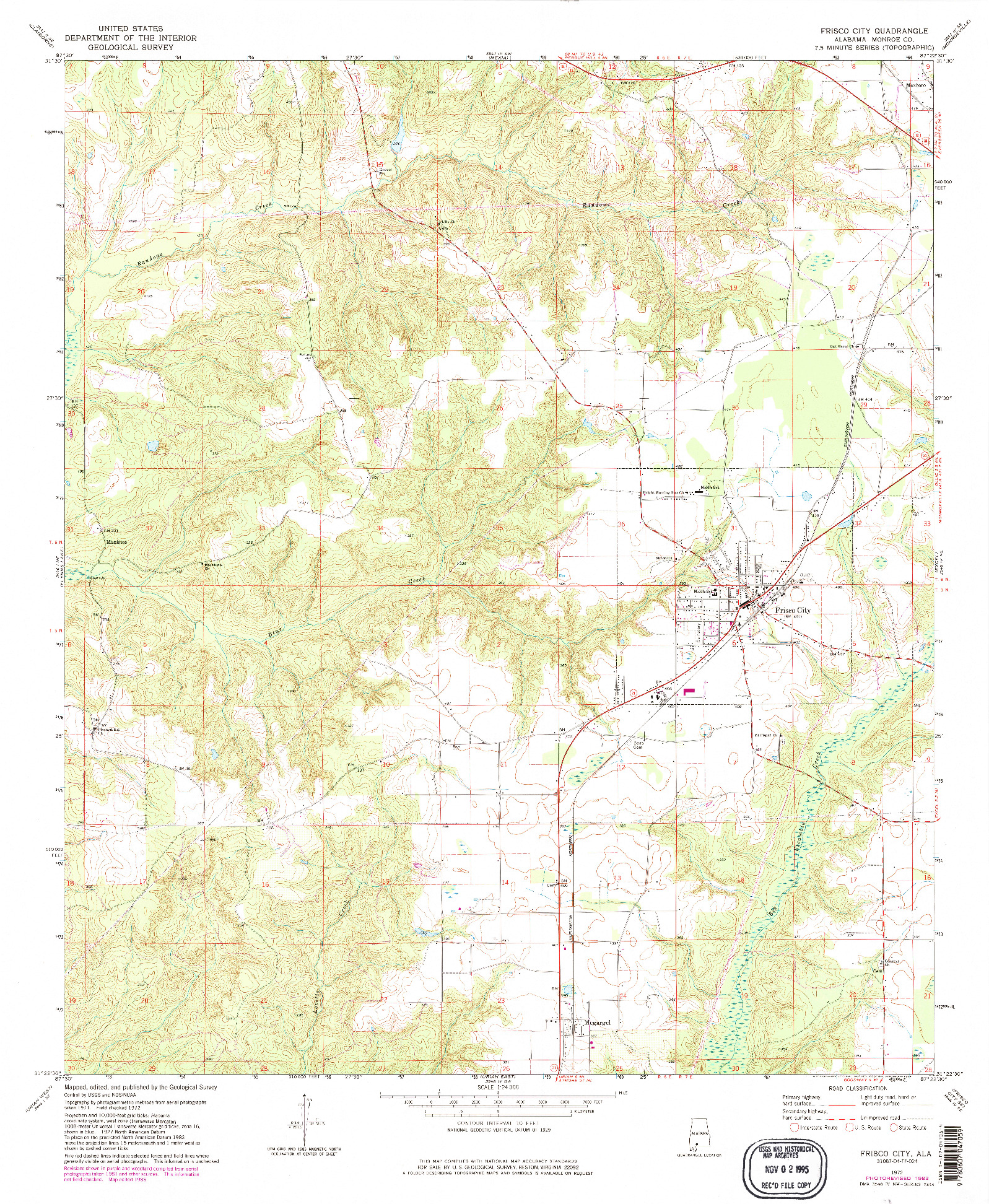 USGS 1:24000-SCALE QUADRANGLE FOR FRISCO CITY, AL 1972