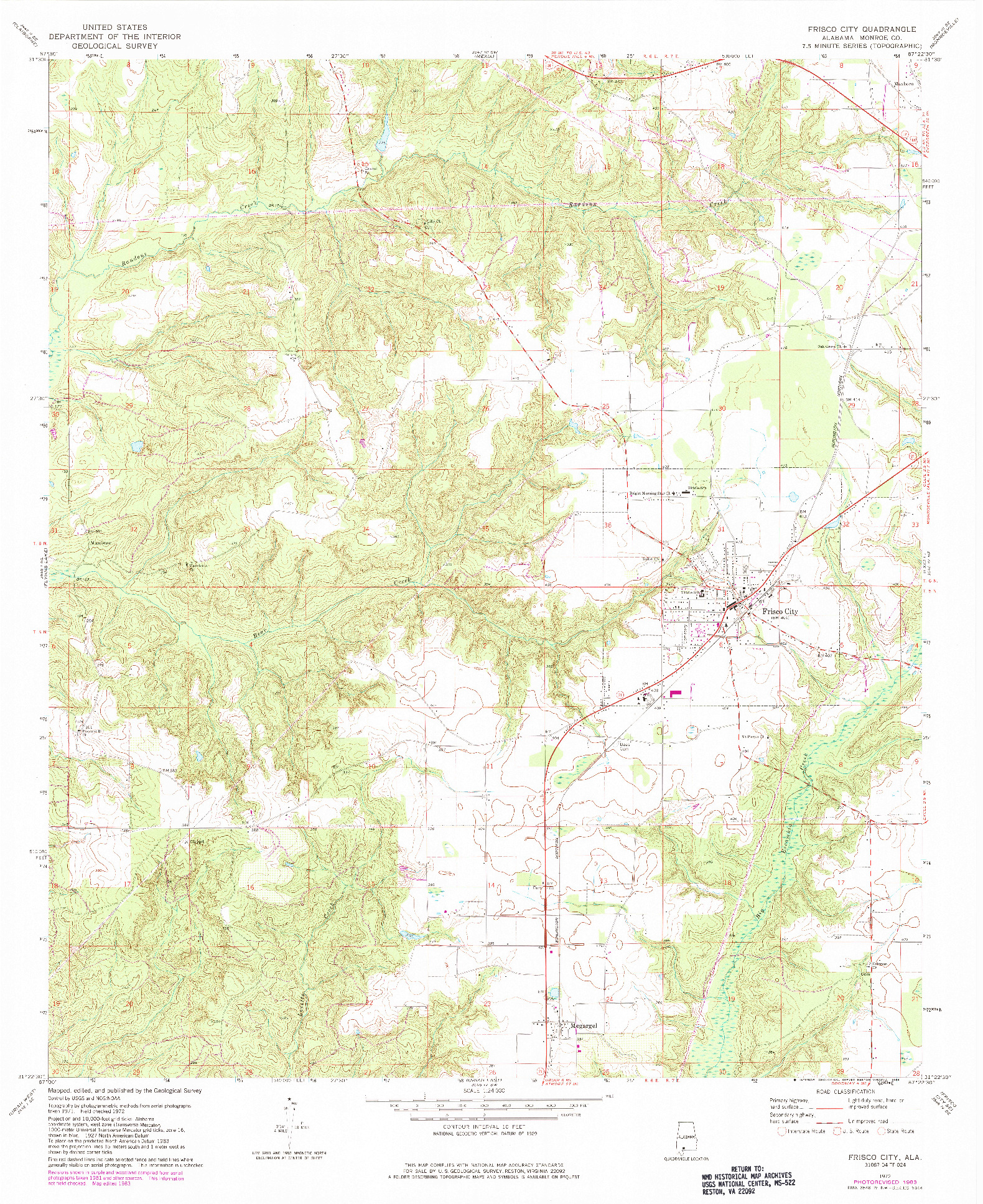USGS 1:24000-SCALE QUADRANGLE FOR FRISCO CITY, AL 1972