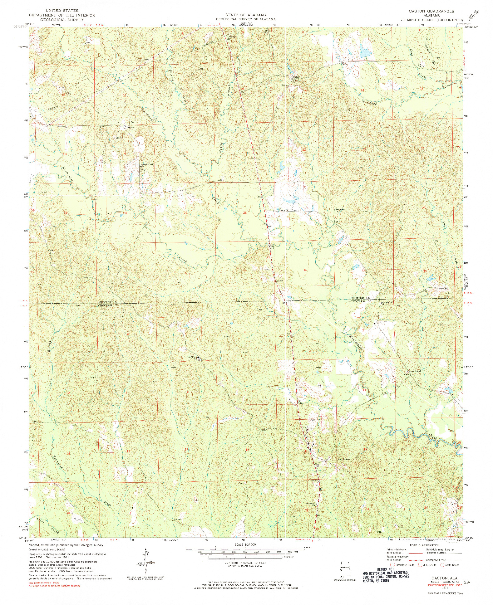 USGS 1:24000-SCALE QUADRANGLE FOR GASTON, AL 1971