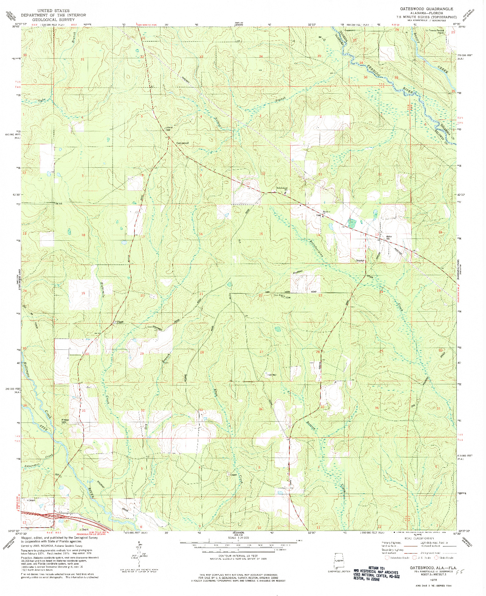 USGS 1:24000-SCALE QUADRANGLE FOR GATESWOOD, AL 1978