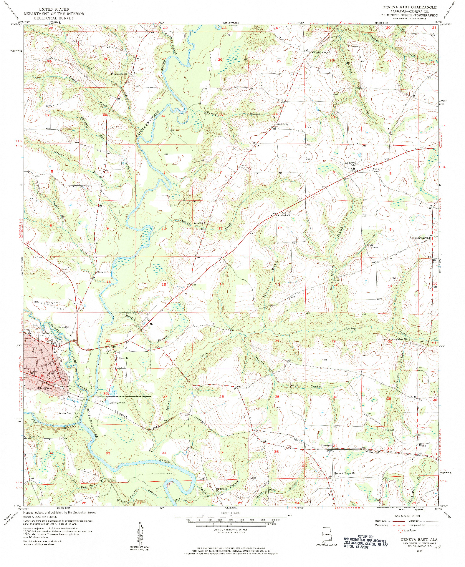 USGS 1:24000-SCALE QUADRANGLE FOR GENEVA EAST, AL 1957