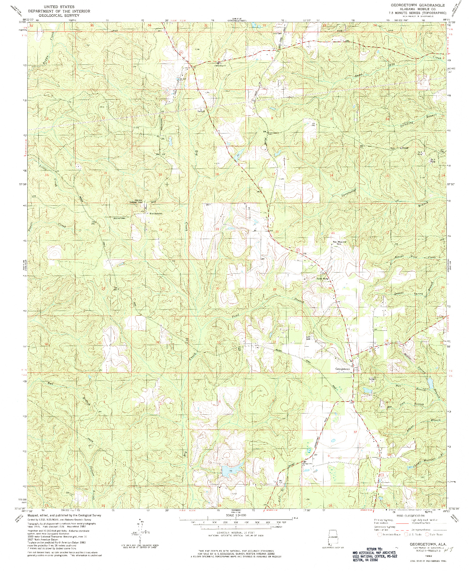 USGS 1:24000-SCALE QUADRANGLE FOR GEORGETOWN, AL 1982